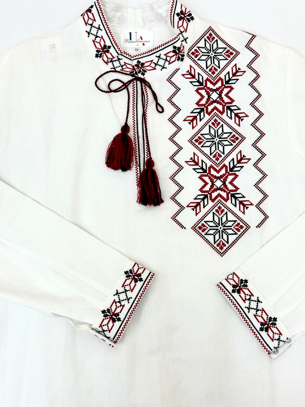 Men’s White Vyshyvanka With Traditional Embroidery Long Sleeve