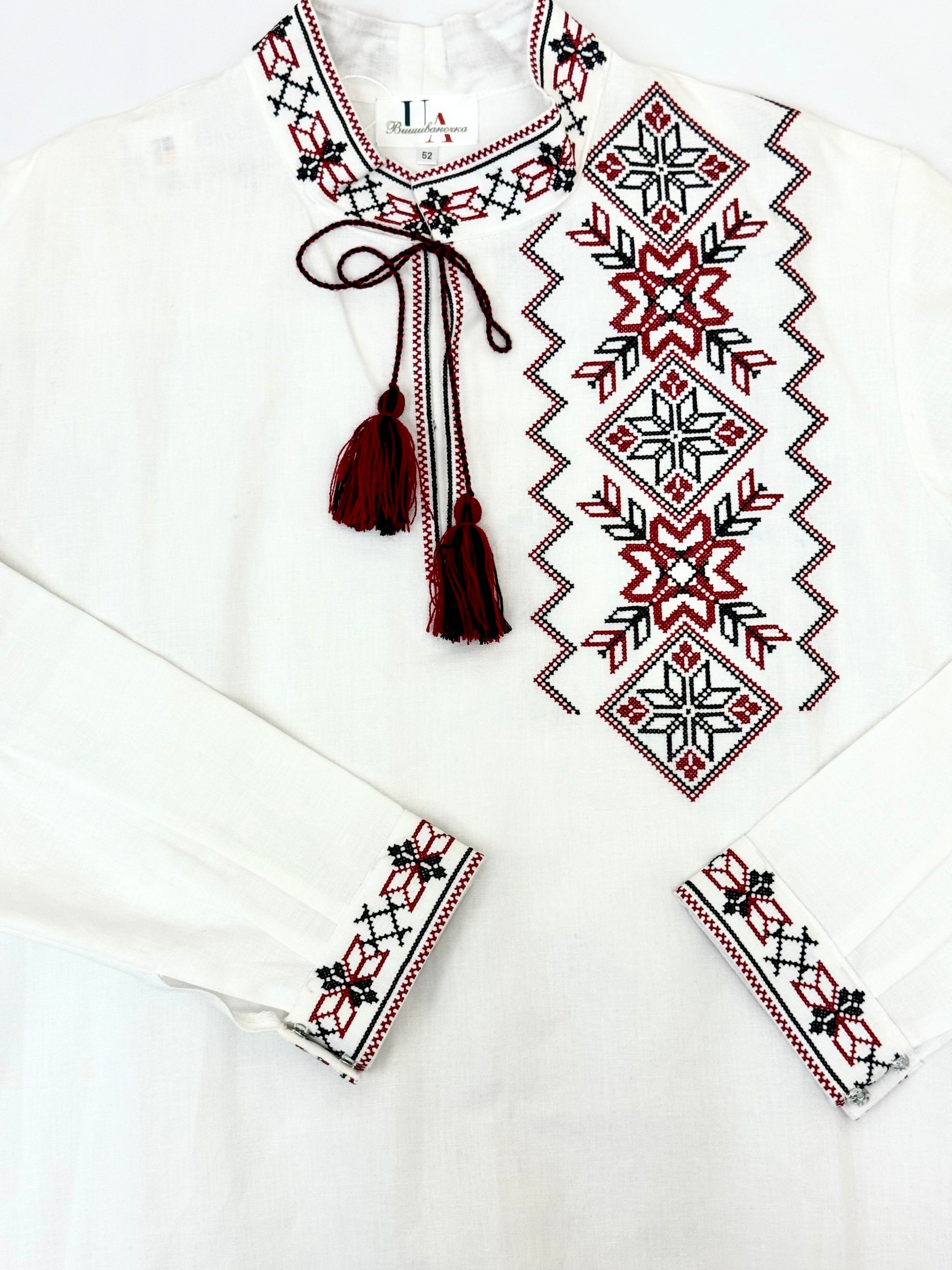 Men’s White Vyshyvanka With Traditional Embroidery Long Sleeve