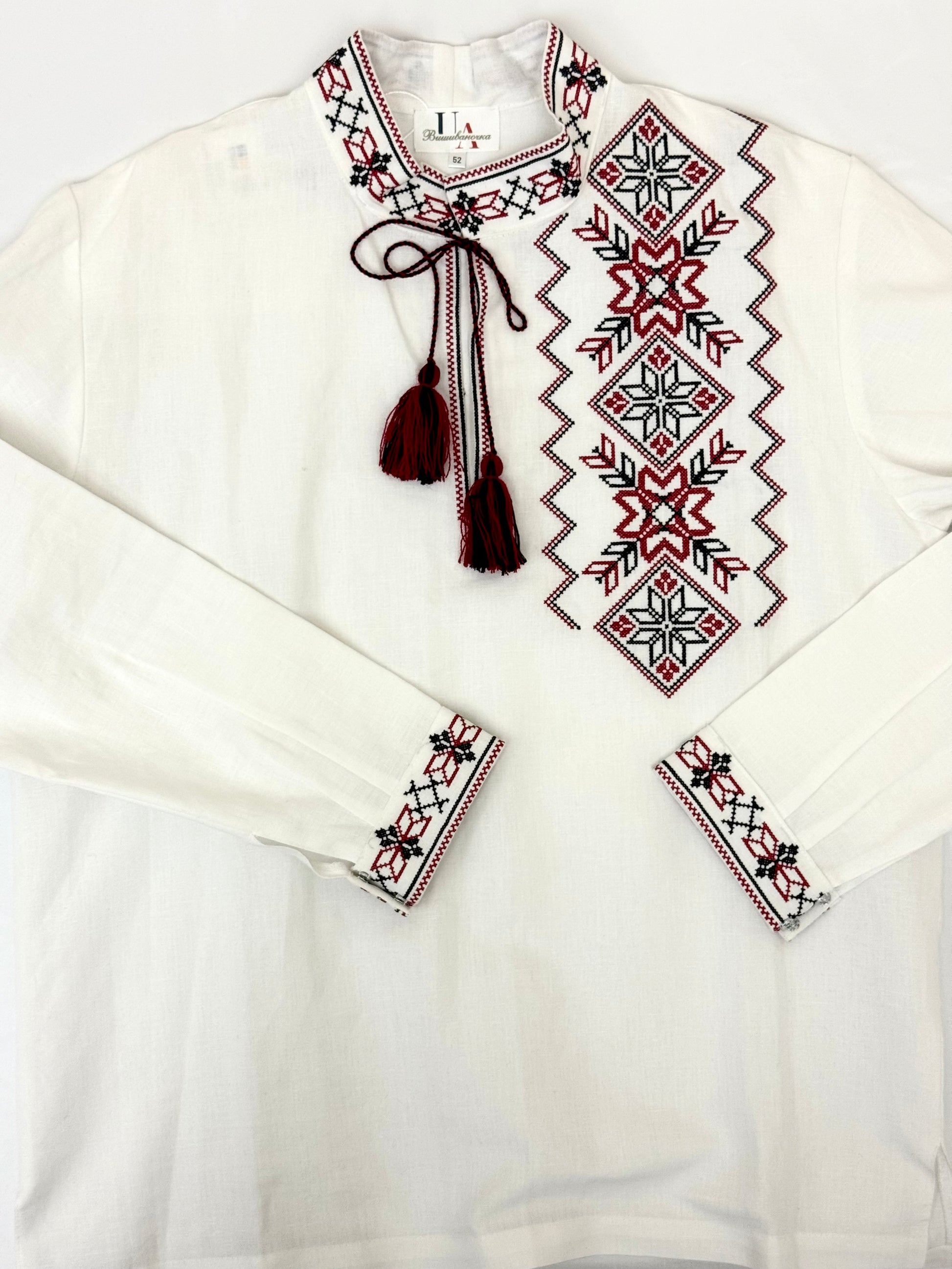 Men’s White Vyshyvanka With Traditional Embroidery Long Sleeve