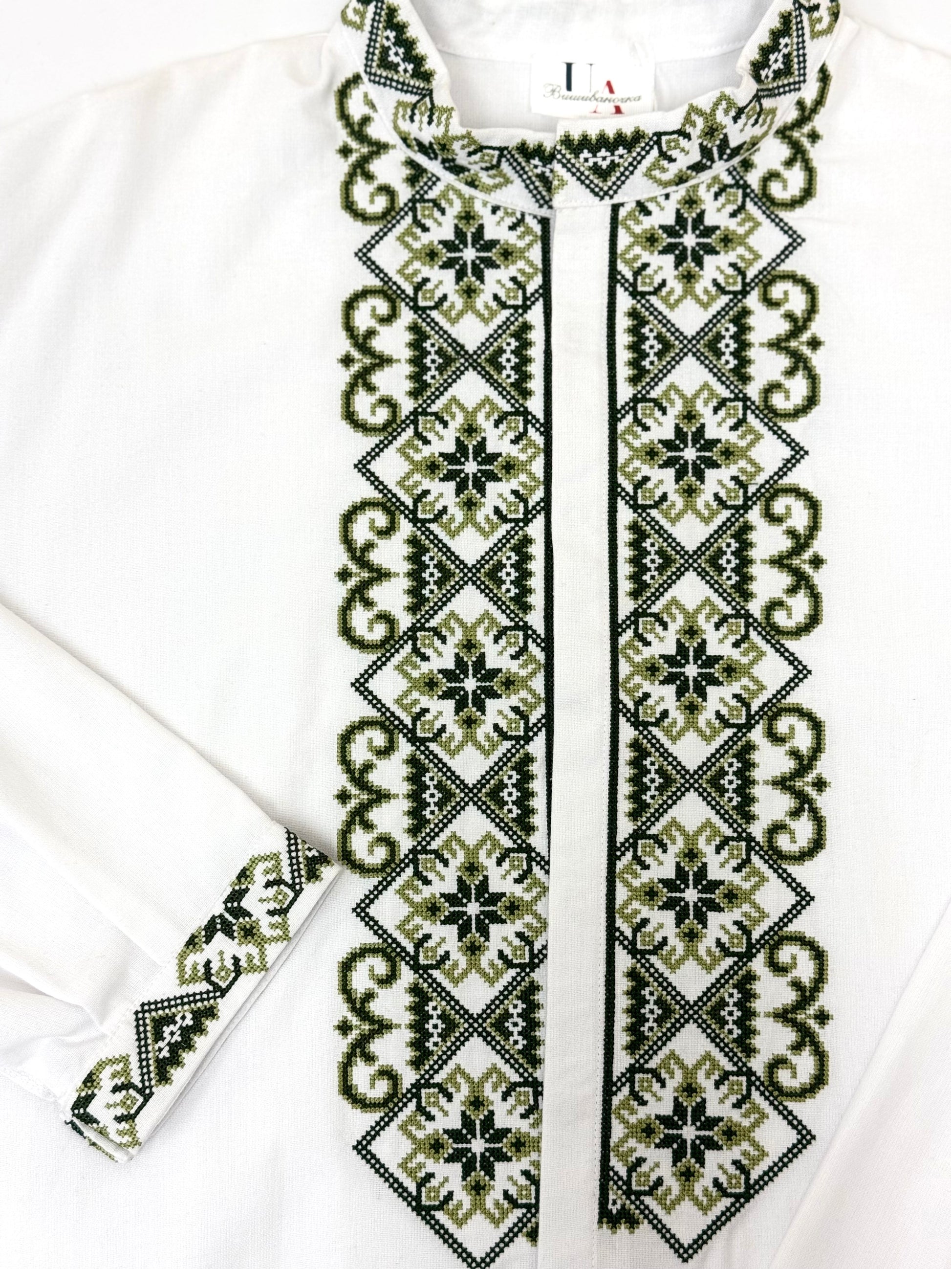 Men’s White Vyshyvanka With Traditional Embroidery Long Sleeve