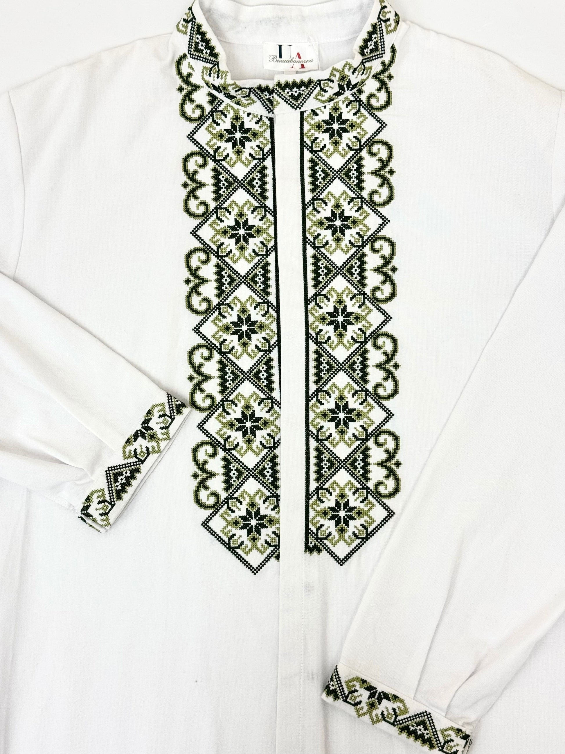 Men’s White Vyshyvanka With Traditional Embroidery Long Sleeve