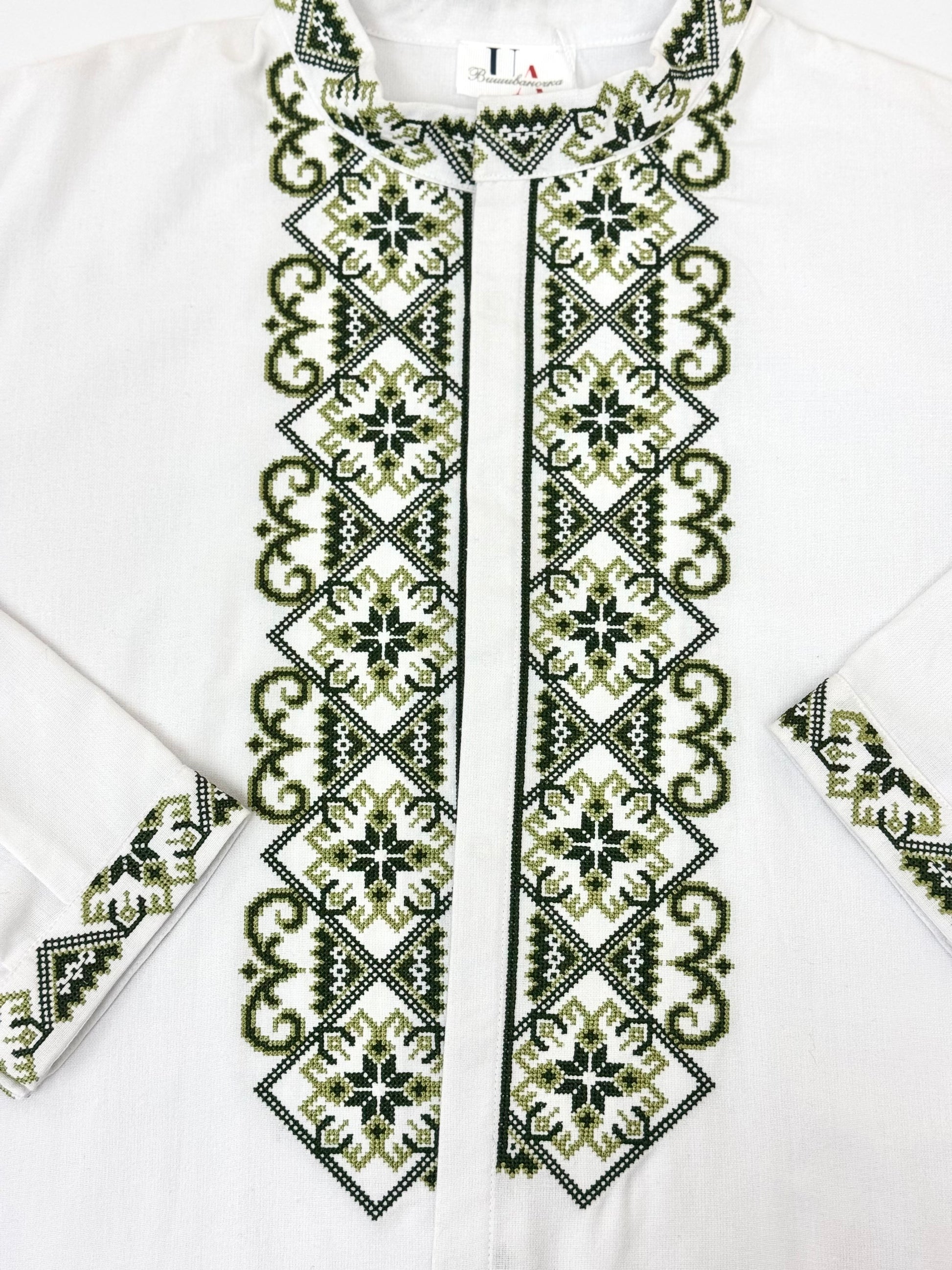 Men’s White Vyshyvanka With Traditional Embroidery Long Sleeve