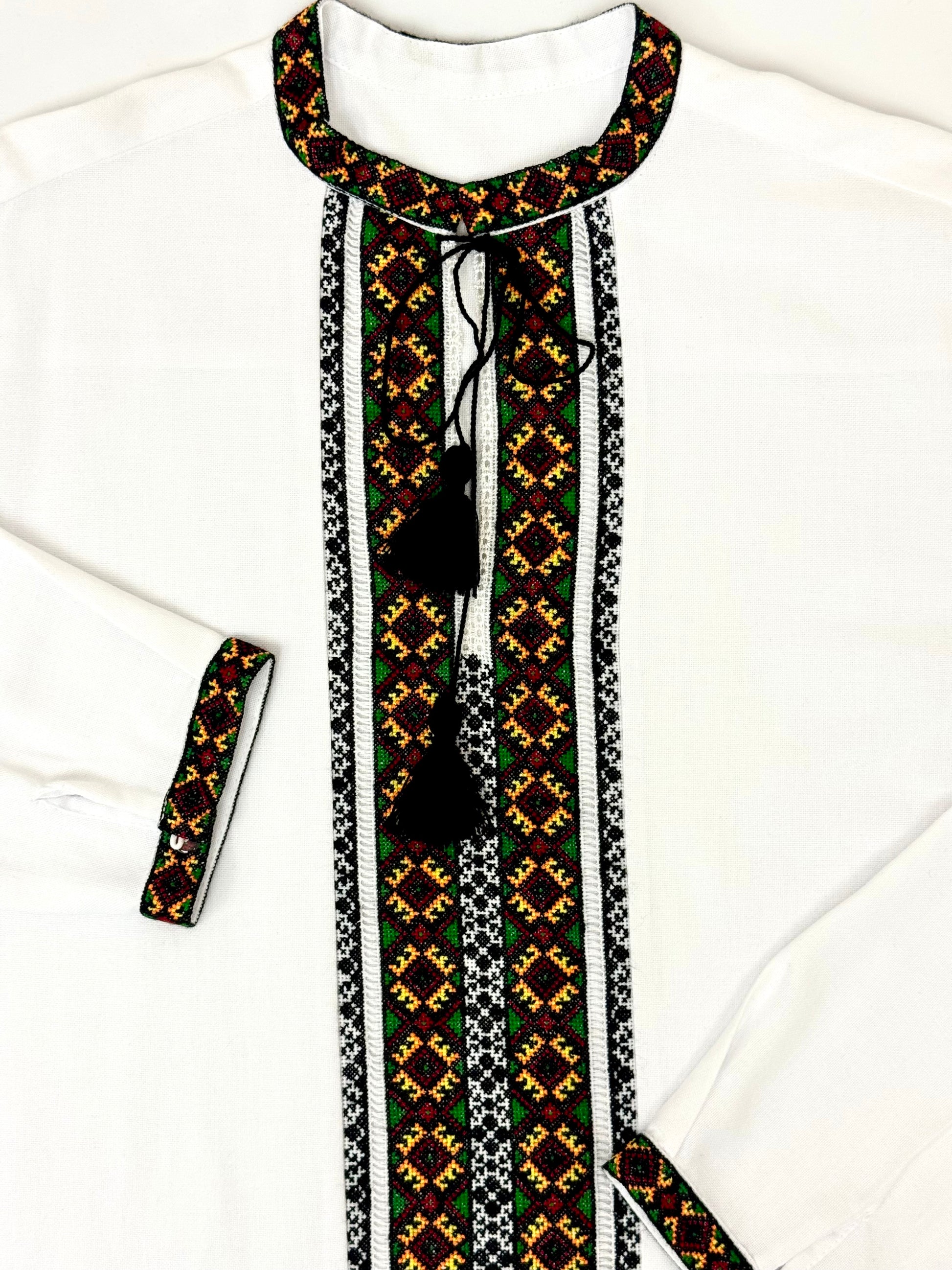 Men’s Vyshyvanka White Linen Hand Embroidery In Ukrainian Traditions Long Sleeve