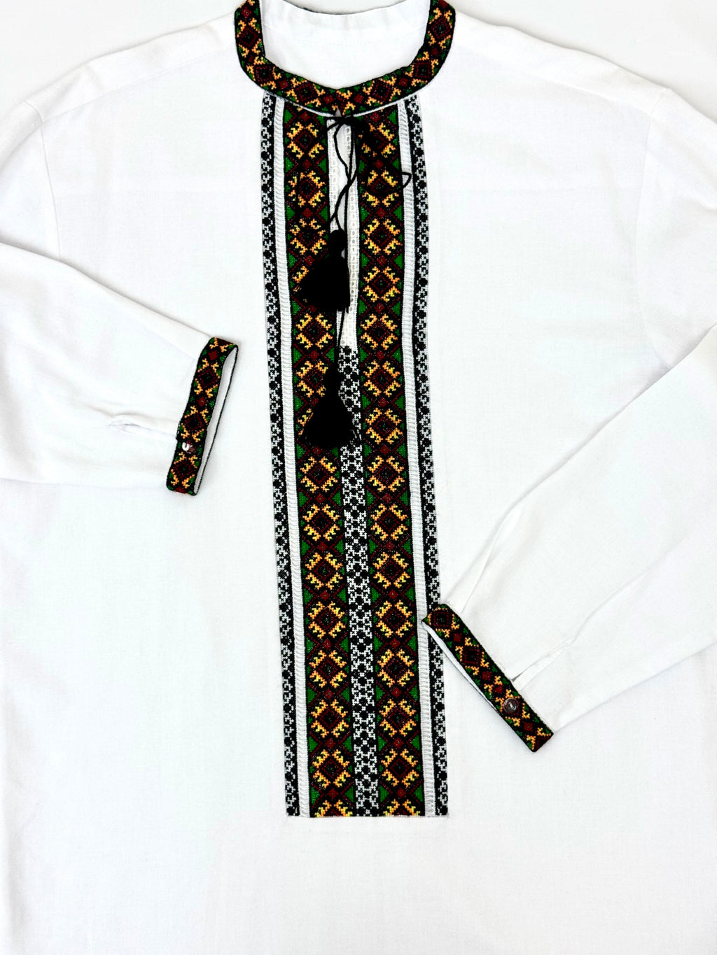 Men’s Vyshyvanka White Linen Hand Embroidery In Ukrainian Traditions Long Sleeve