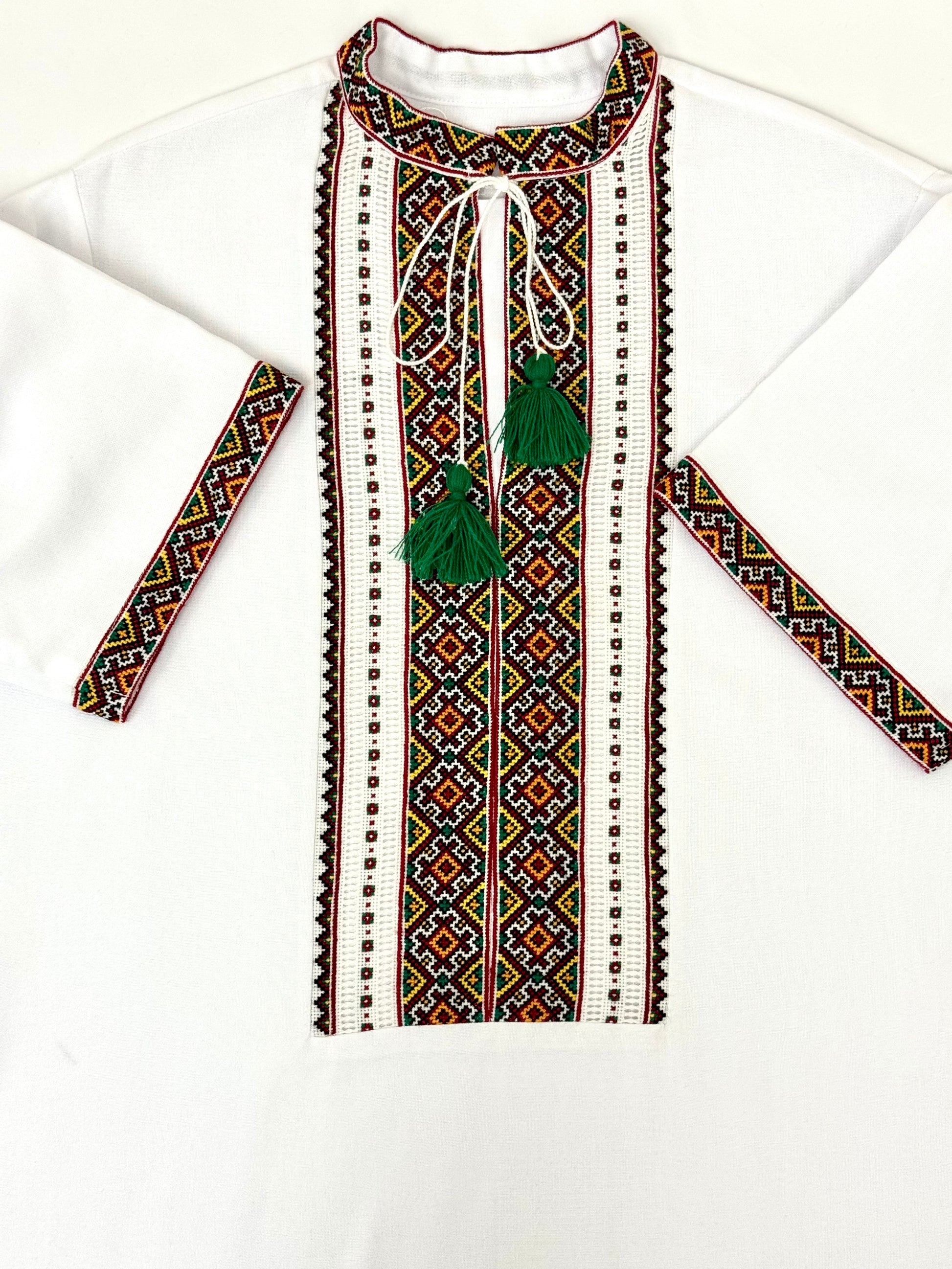 Mens Vyshyvanka White Linen Hand Embroidery In Ukrainian Traditions Short Sleeve