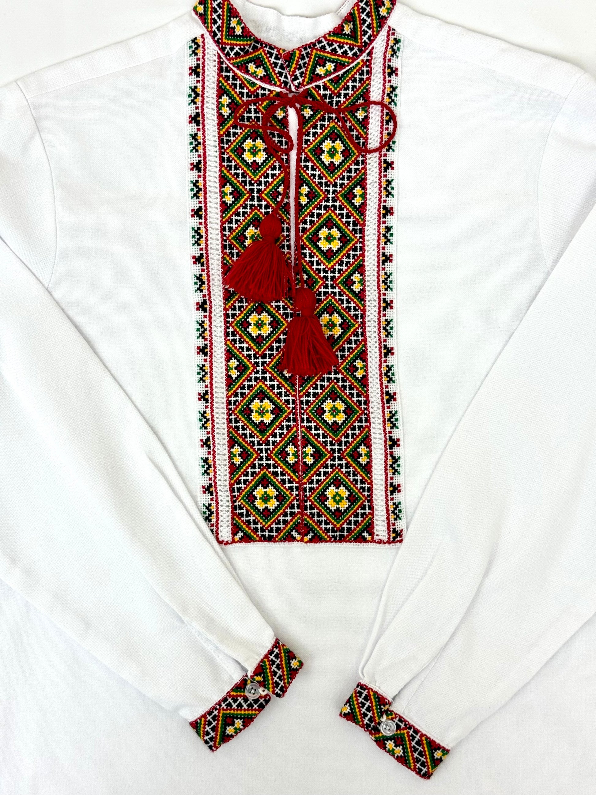 Men’s Vyshyvanka White Linen Hand Embroidery In Ukrainian Traditions Long Sleeve