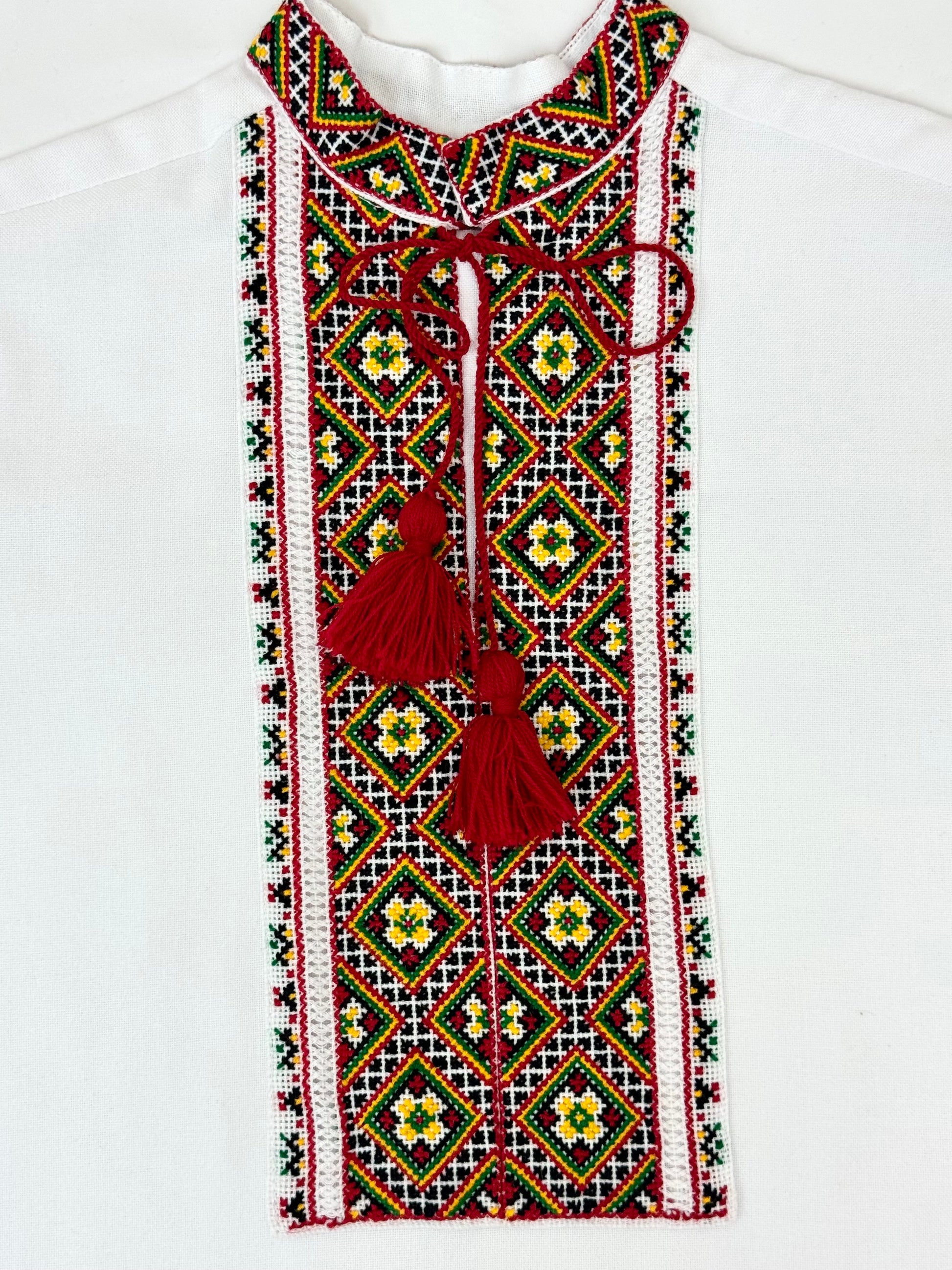Men’s Vyshyvanka White Linen Hand Embroidery In Ukrainian Traditions Long Sleeve