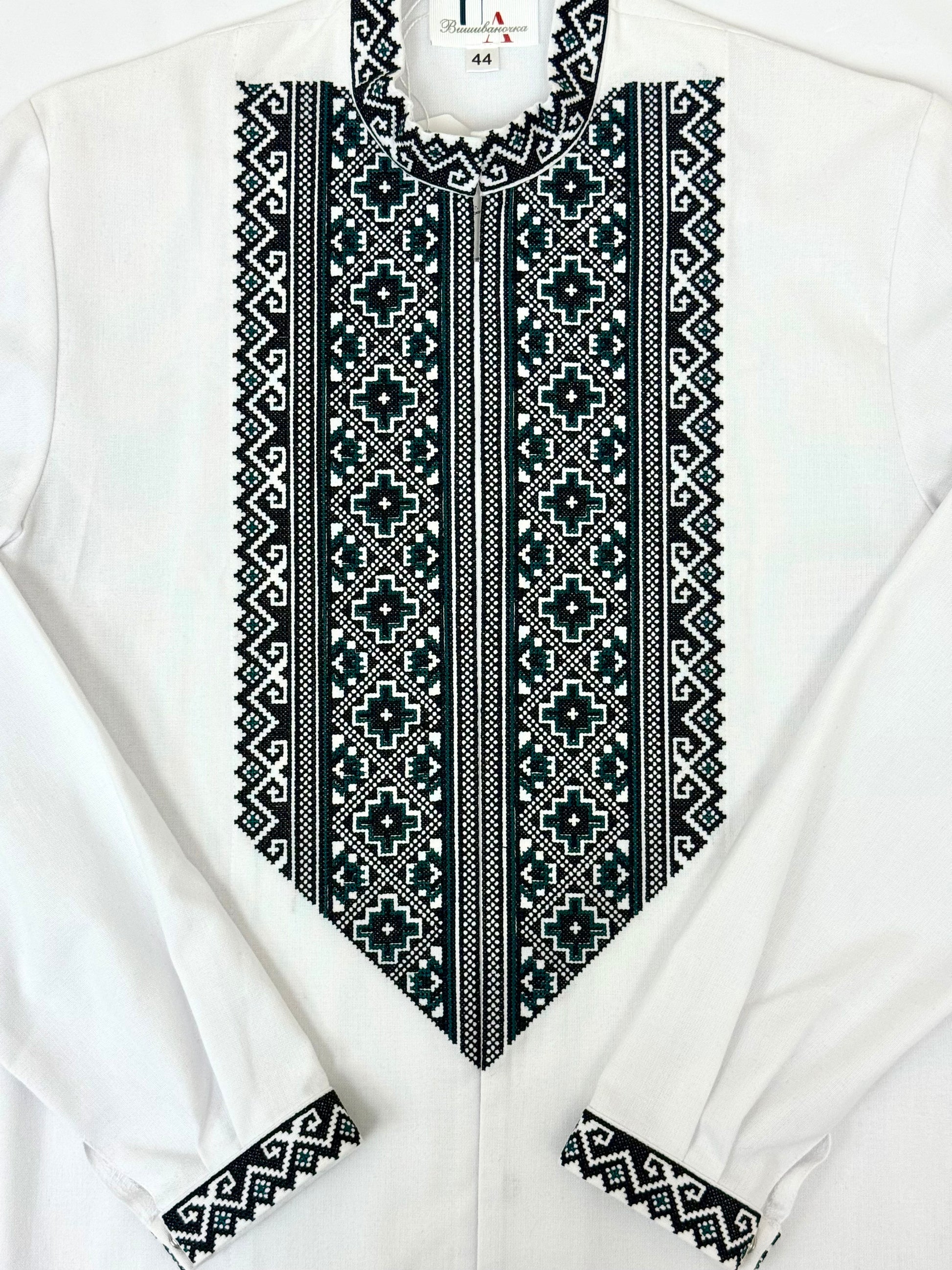 Men’s White Vyshyvanka With Traditional Embroidery Long Sleeve