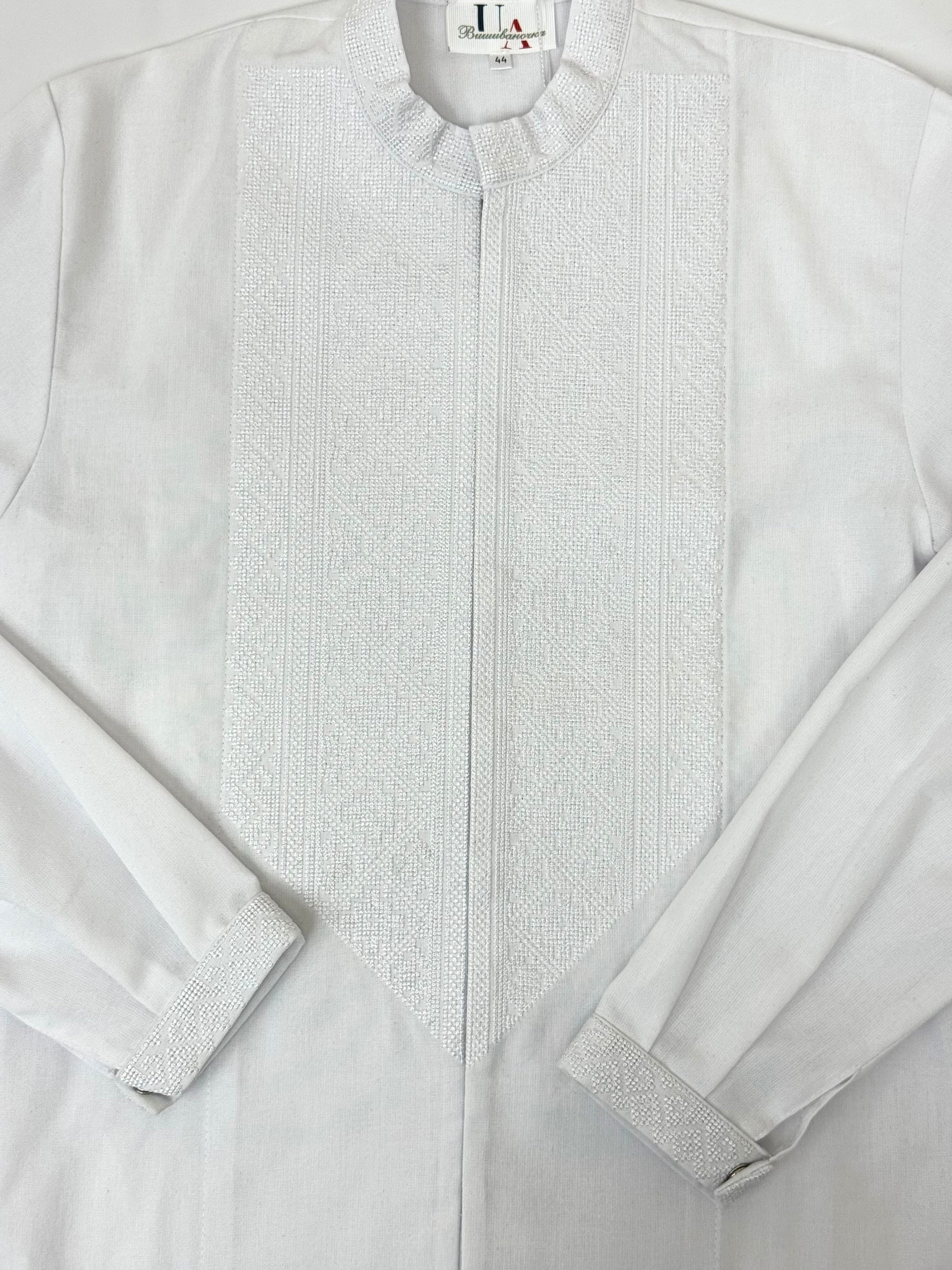 Men’s White Vyshyvanka With Traditional Embroidery Long Sleeve