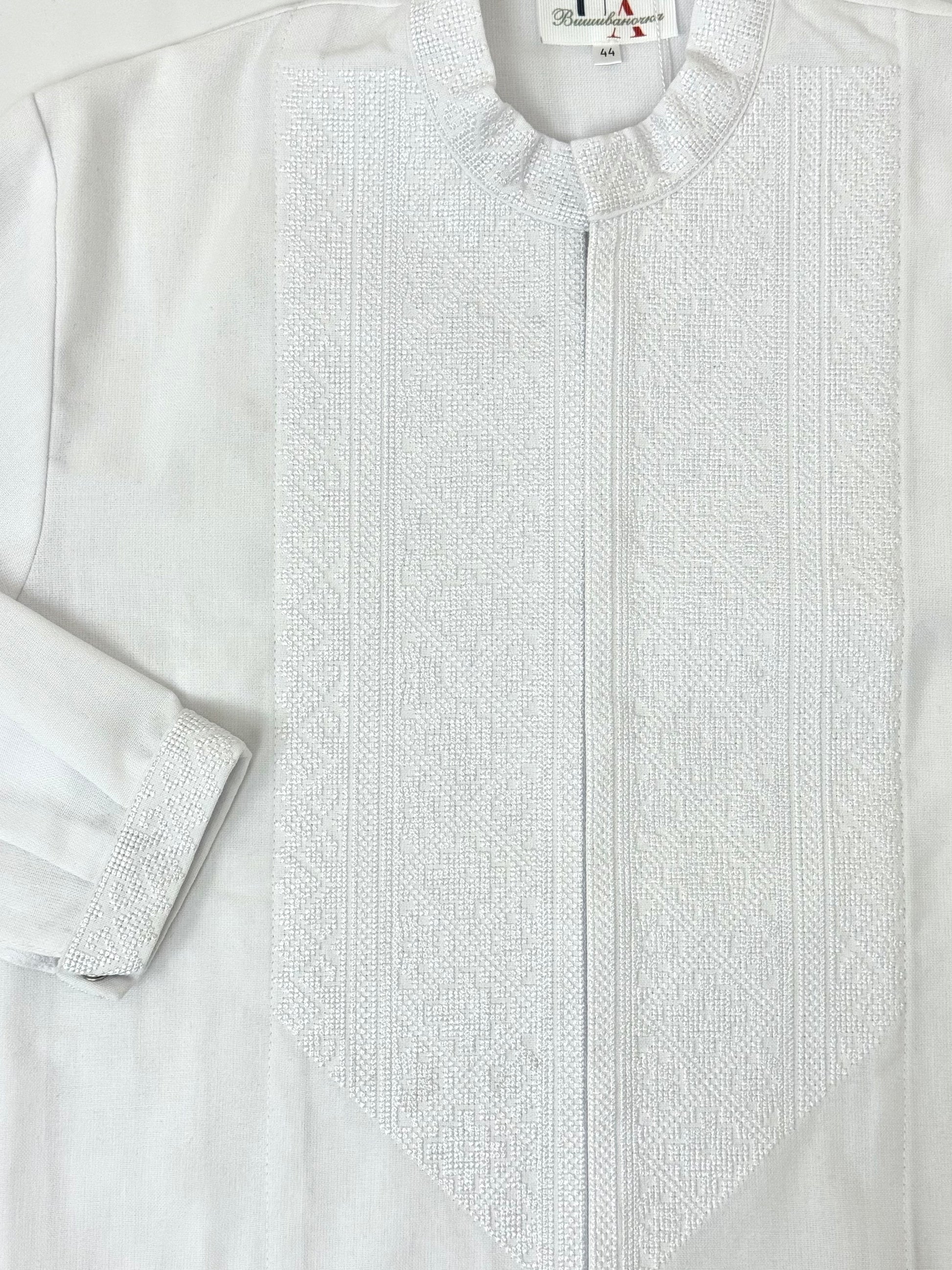 Men’s White Vyshyvanka With Traditional Embroidery Long Sleeve