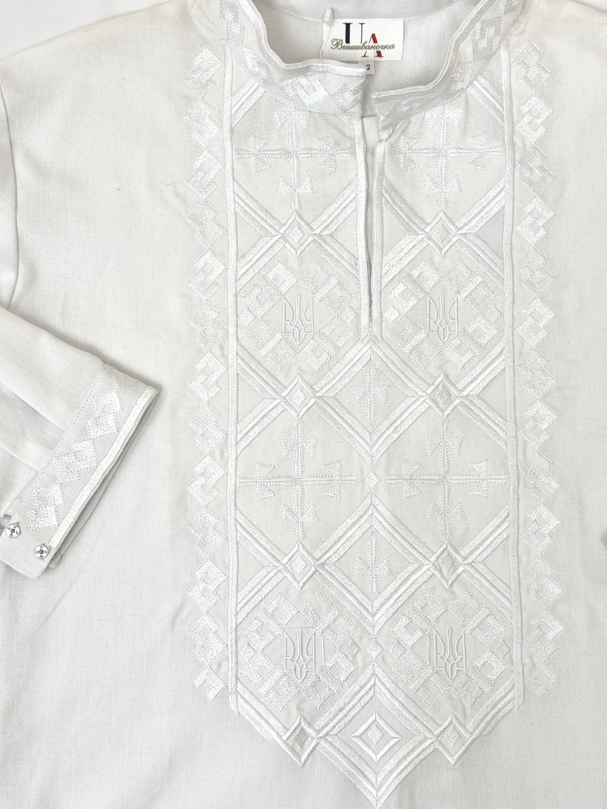 Men’s White Vyshyvanka With Traditional Embroidery Long Sleeve
