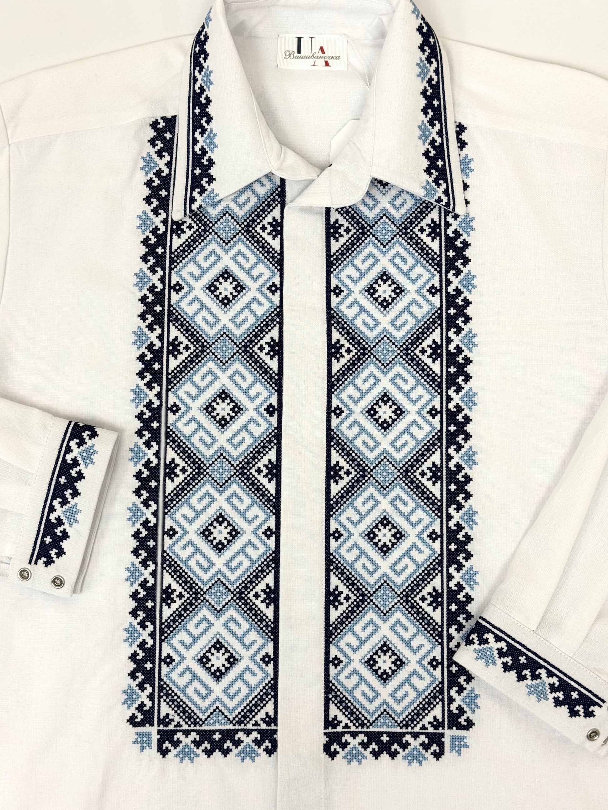 Men’s White Vyshyvanka With Traditional Embroidery Long Sleeve