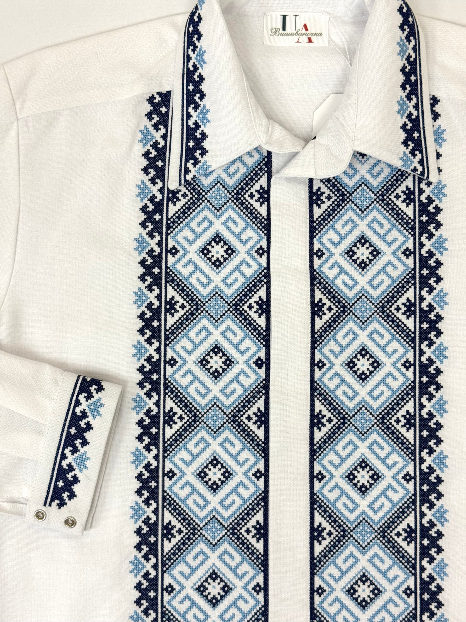 Men’s White Vyshyvanka With Traditional Embroidery Long Sleeve