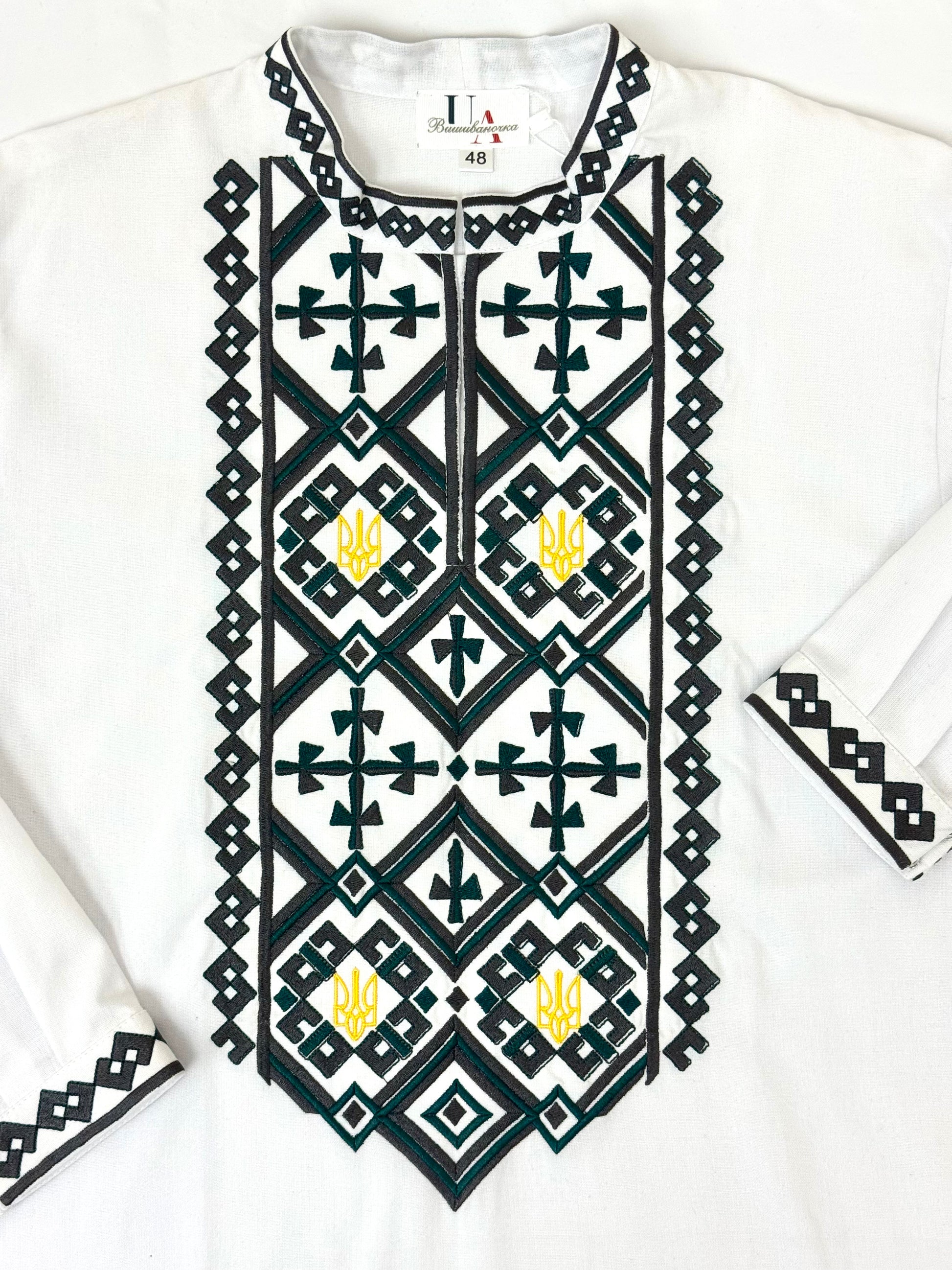 Men’s White Vyshyvanka With Traditional Embroidery Long Sleeve