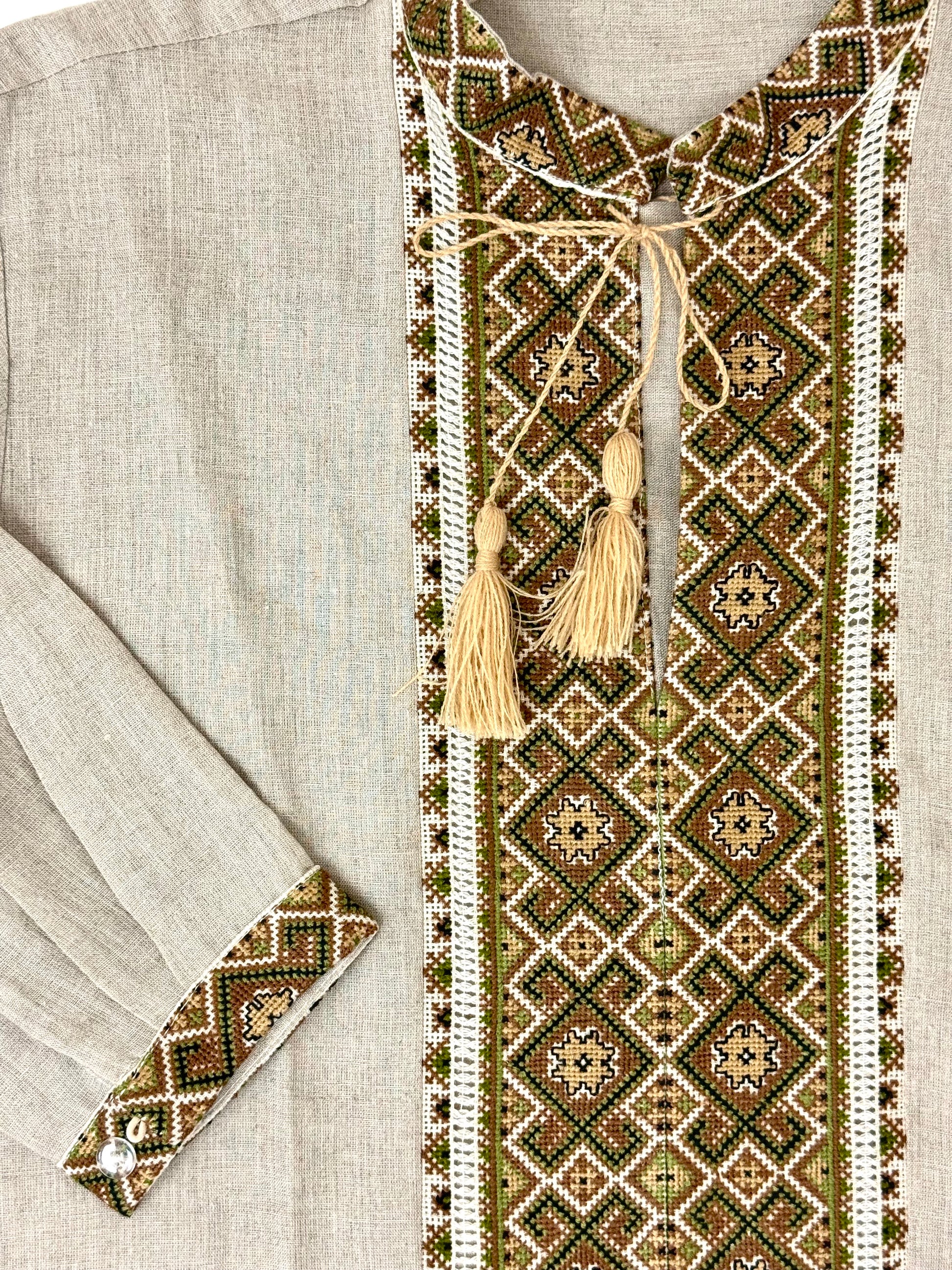 Men’s Vyshyvanka Linen Hand Embroidery In Ukrainian Traditions Long Sleeve