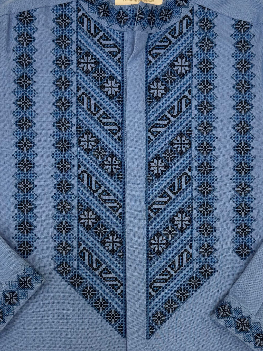 Men’s Dark Blue Vyshyvanka With Traditional Embroidery Long Sleeve