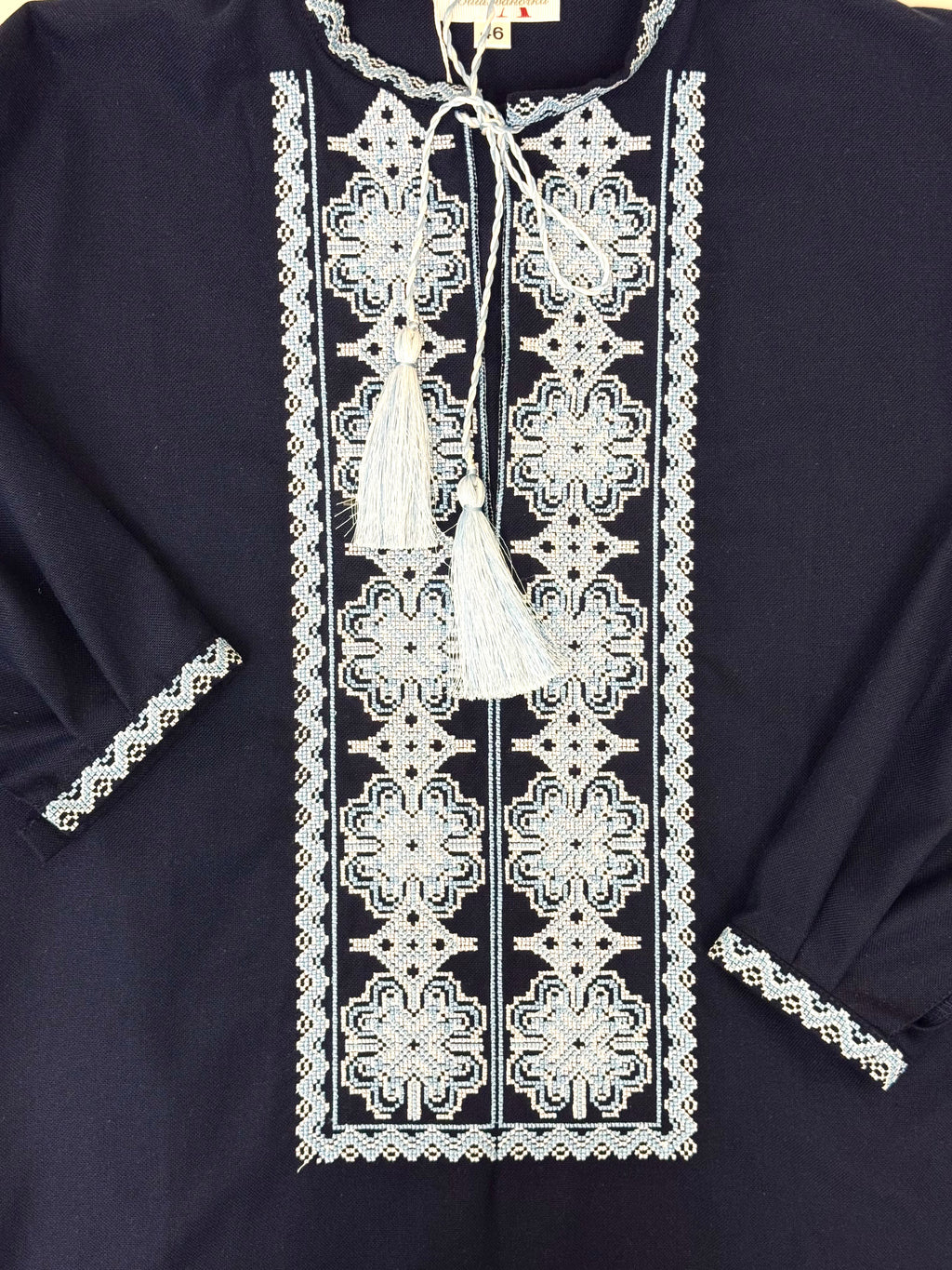 Men’s Dark Blue Vyshyvanka With Traditional Embroidery Long Sleeve
