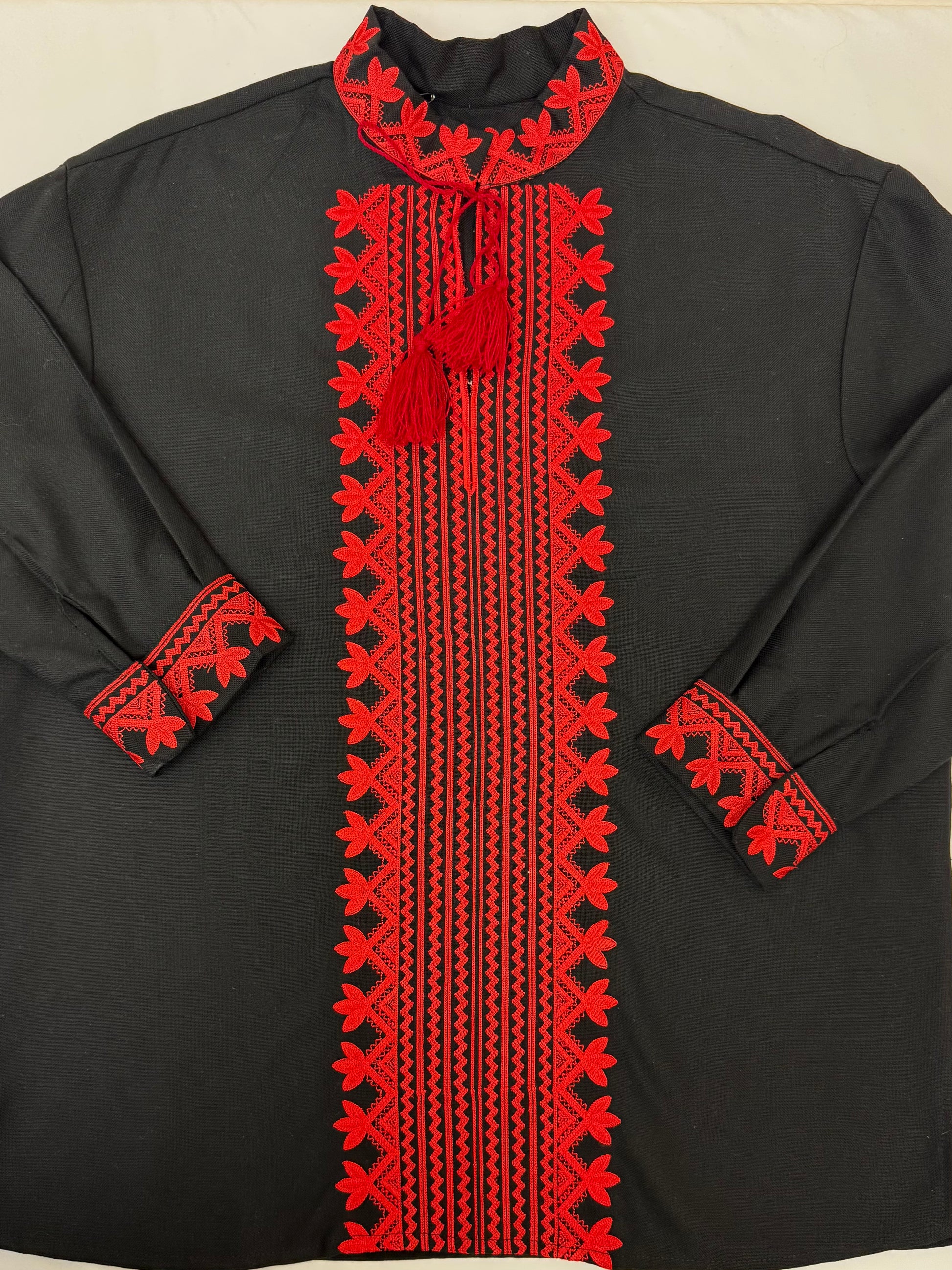 Men’s Black Vyshyvanka With Traditional Embroidery Long Sleeve