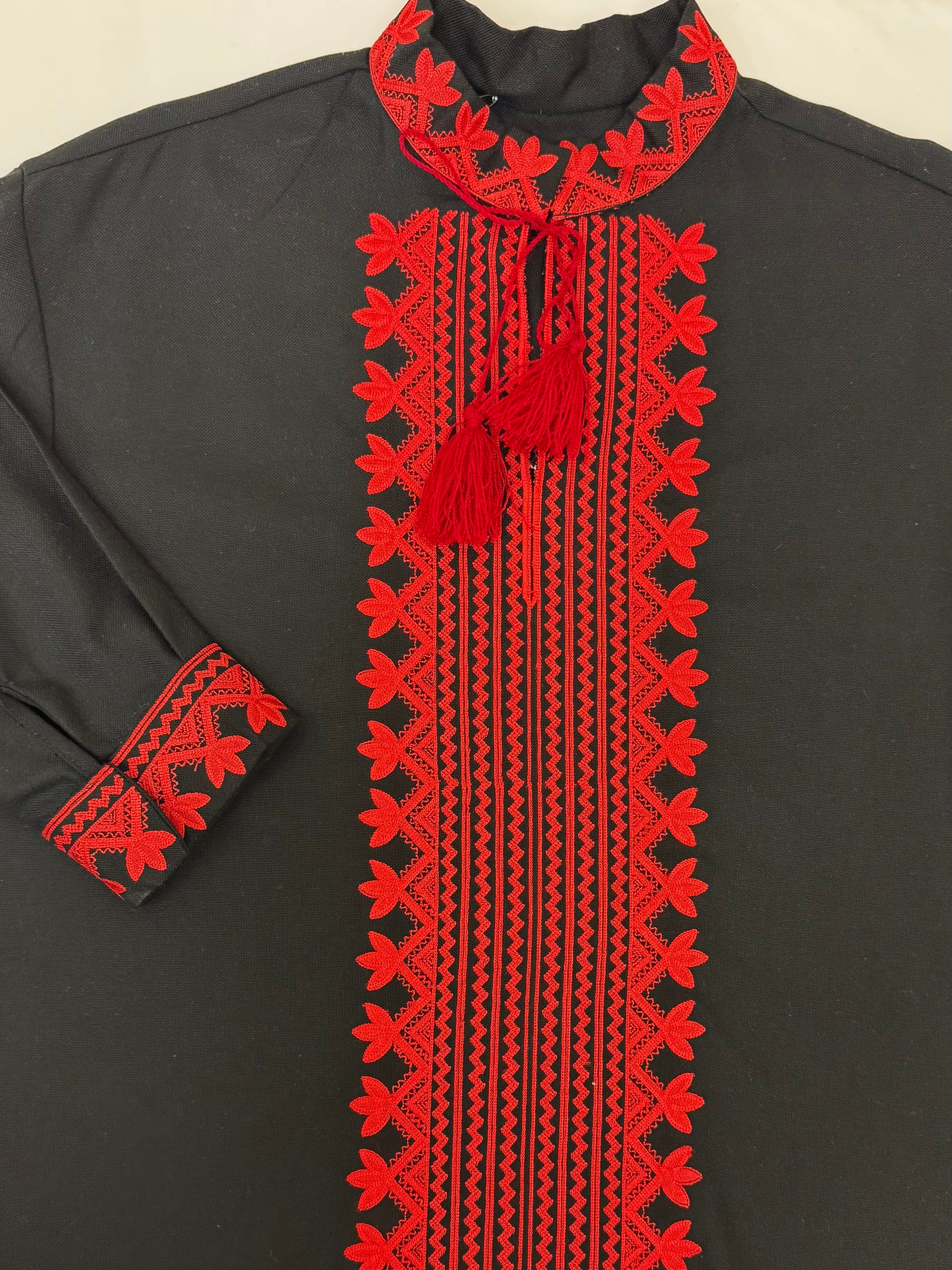 Men’s Black Vyshyvanka With Traditional Embroidery Long Sleeve
