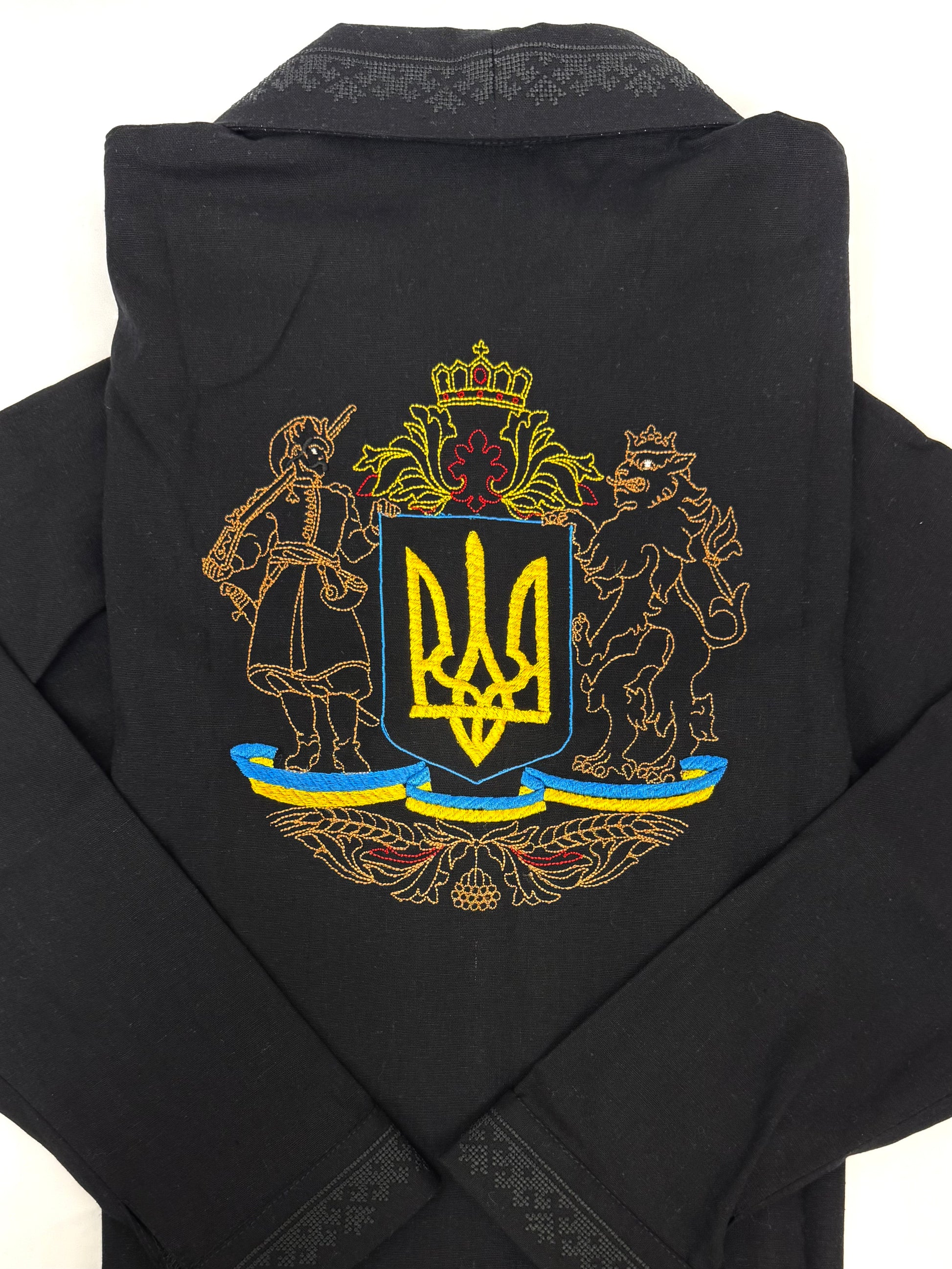 Men’s Linen Black Vyshyvanka With Traditional Embroidery Long Sleeve