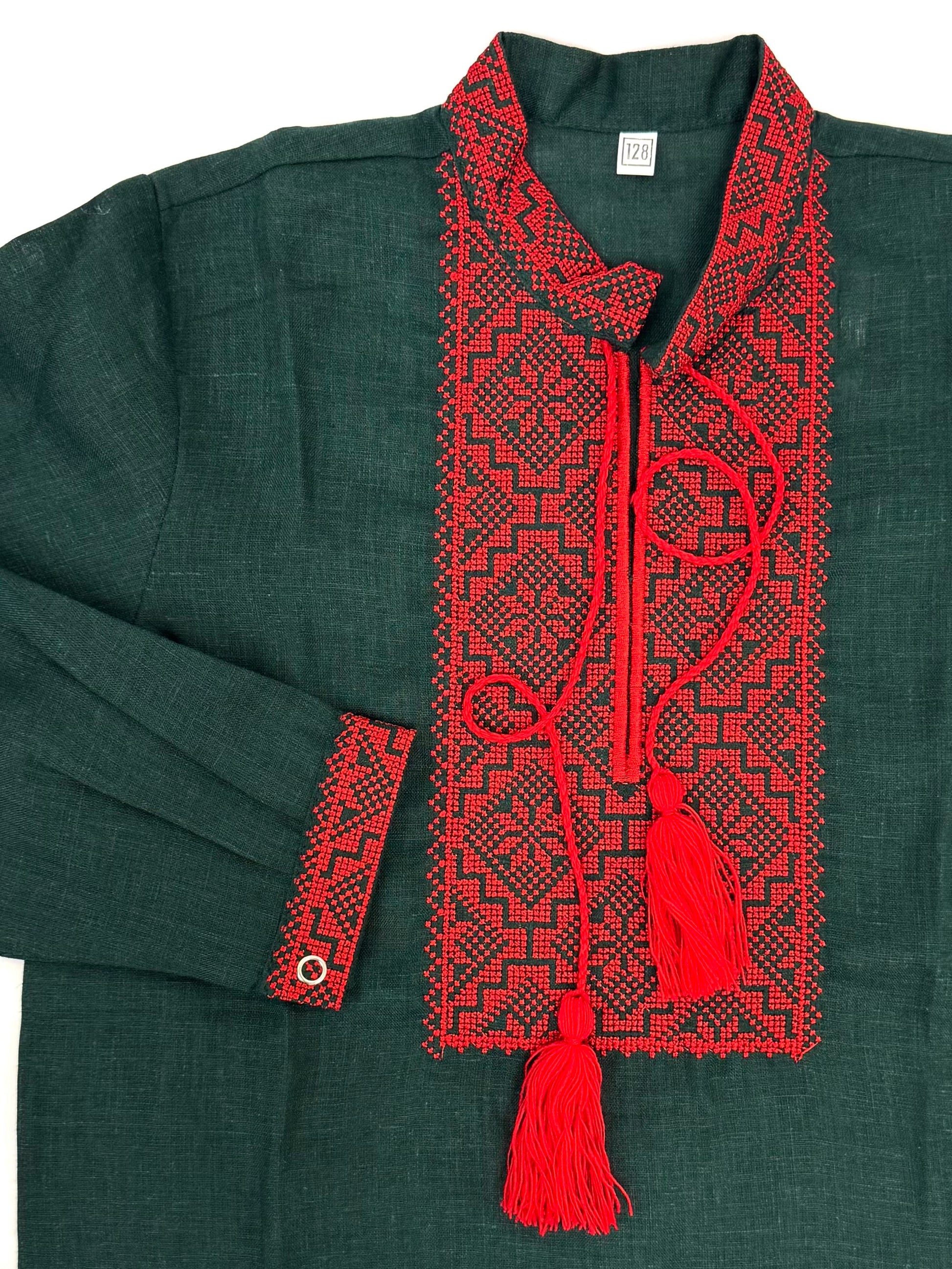Boys Vyshyvanka Linen Long Sleeve In Ukrainian Traditions