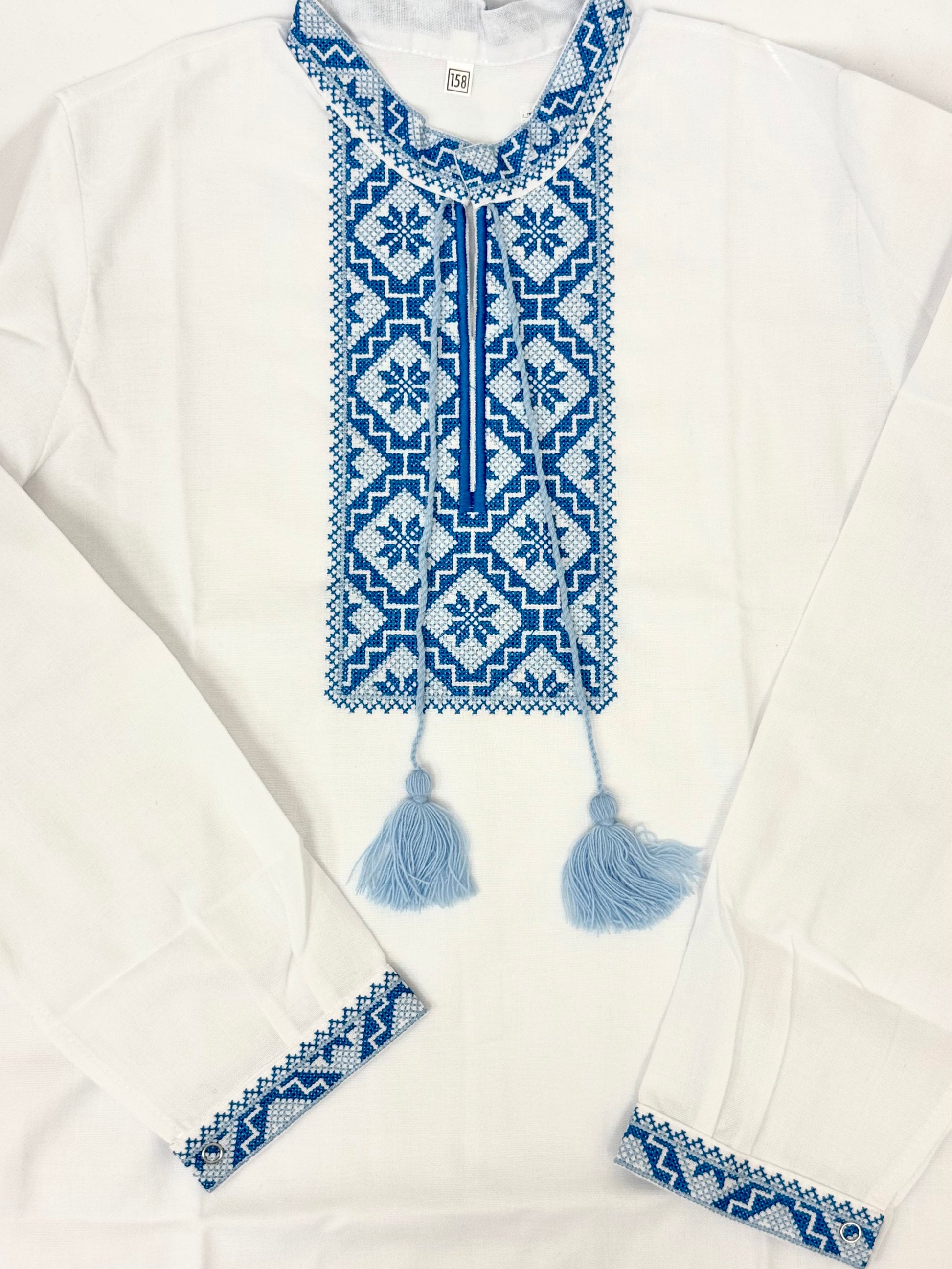 Boys White Vyshyvanka Cotton Long Sleeve In Ukrainian Traditions