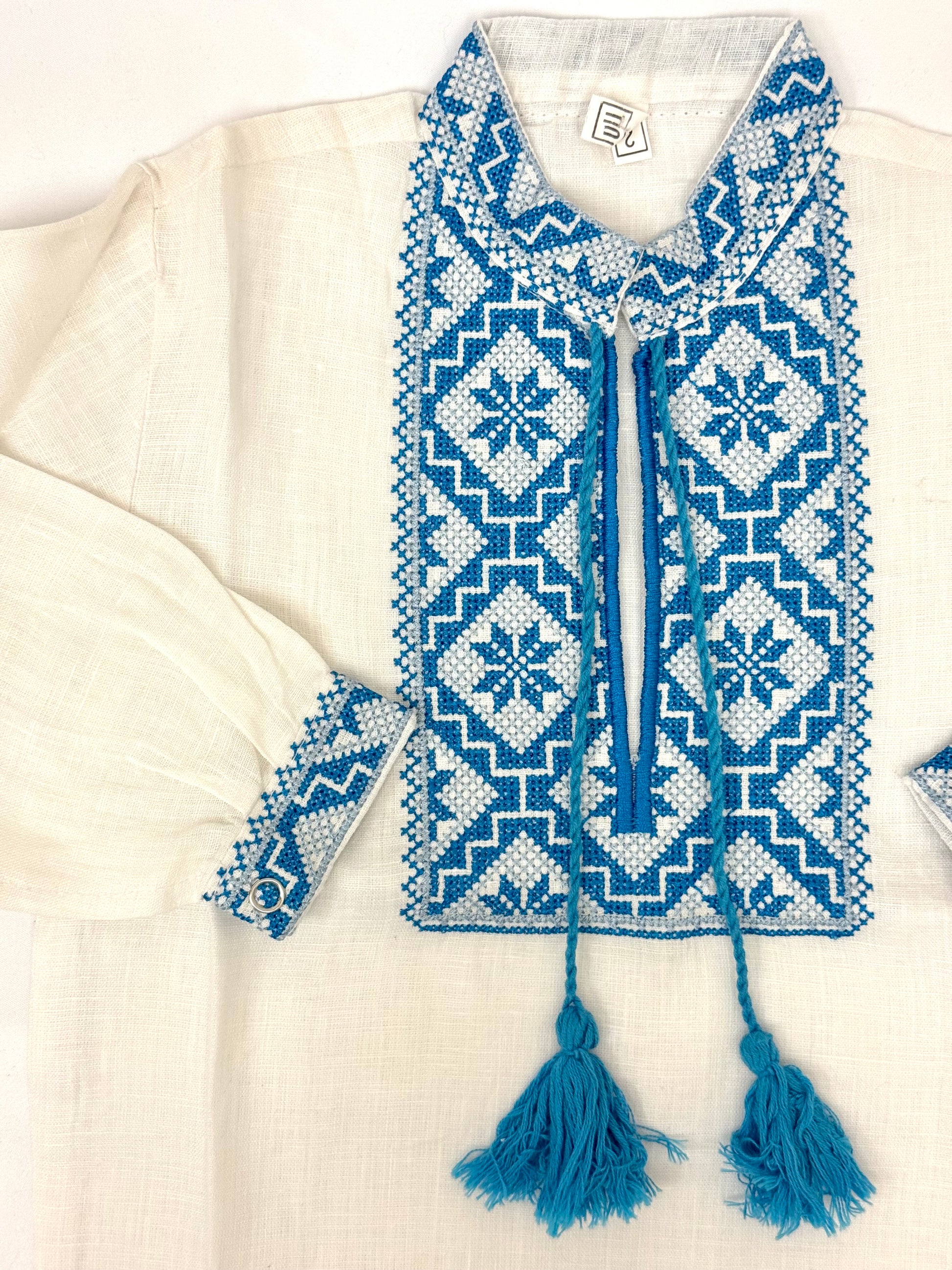 Boys White Vyshyvanka Linen Long Sleeve In Ukrainian Traditions