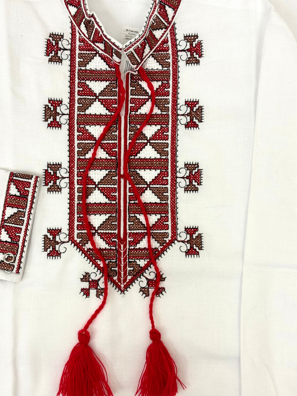 Boys White Vyshyvanka Cotton Long Sleeve In Ukrainian Traditions