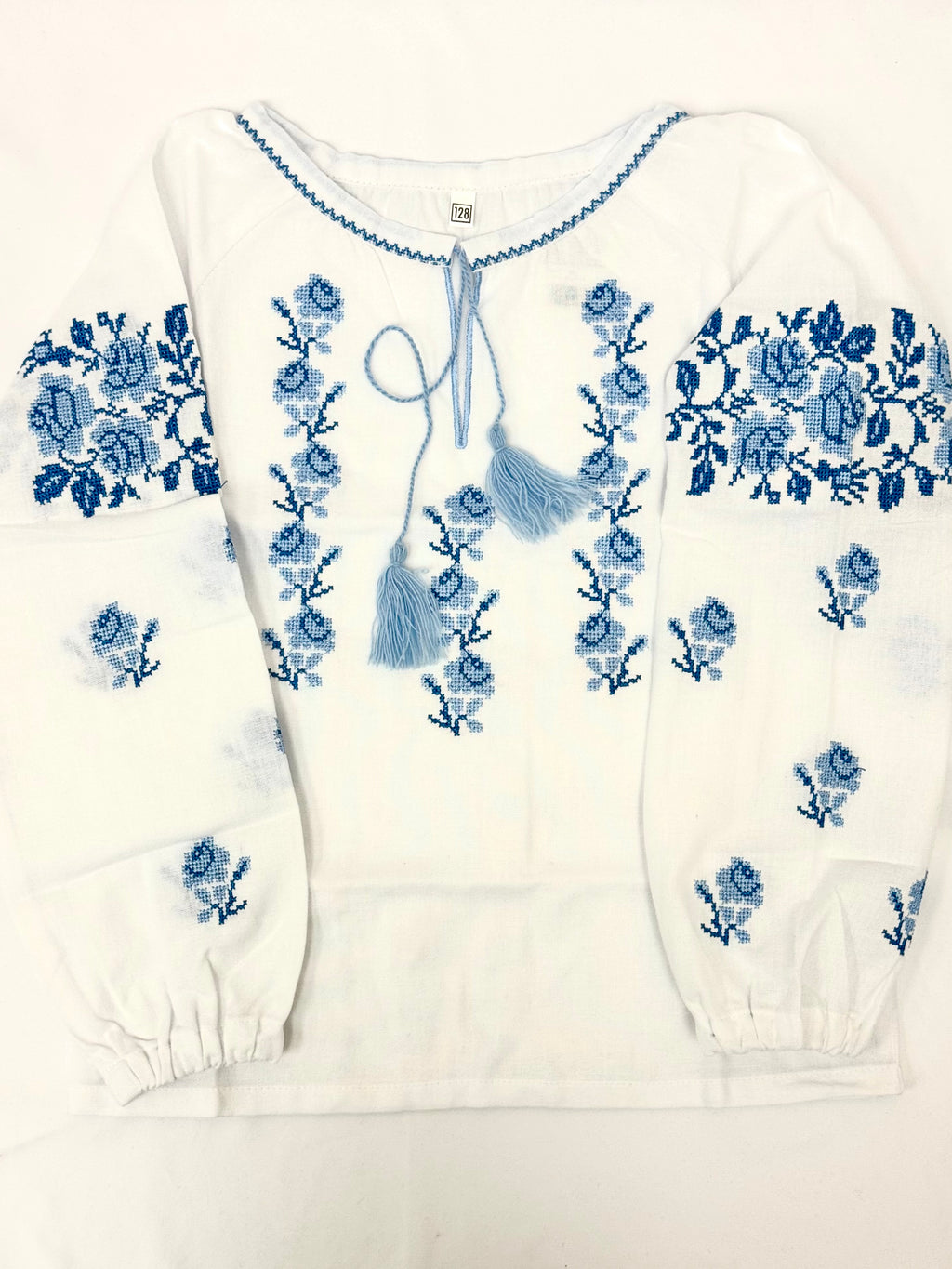 Girls White Cotton Vyshyvanka Long Sleeve In Ukrainian Traditions