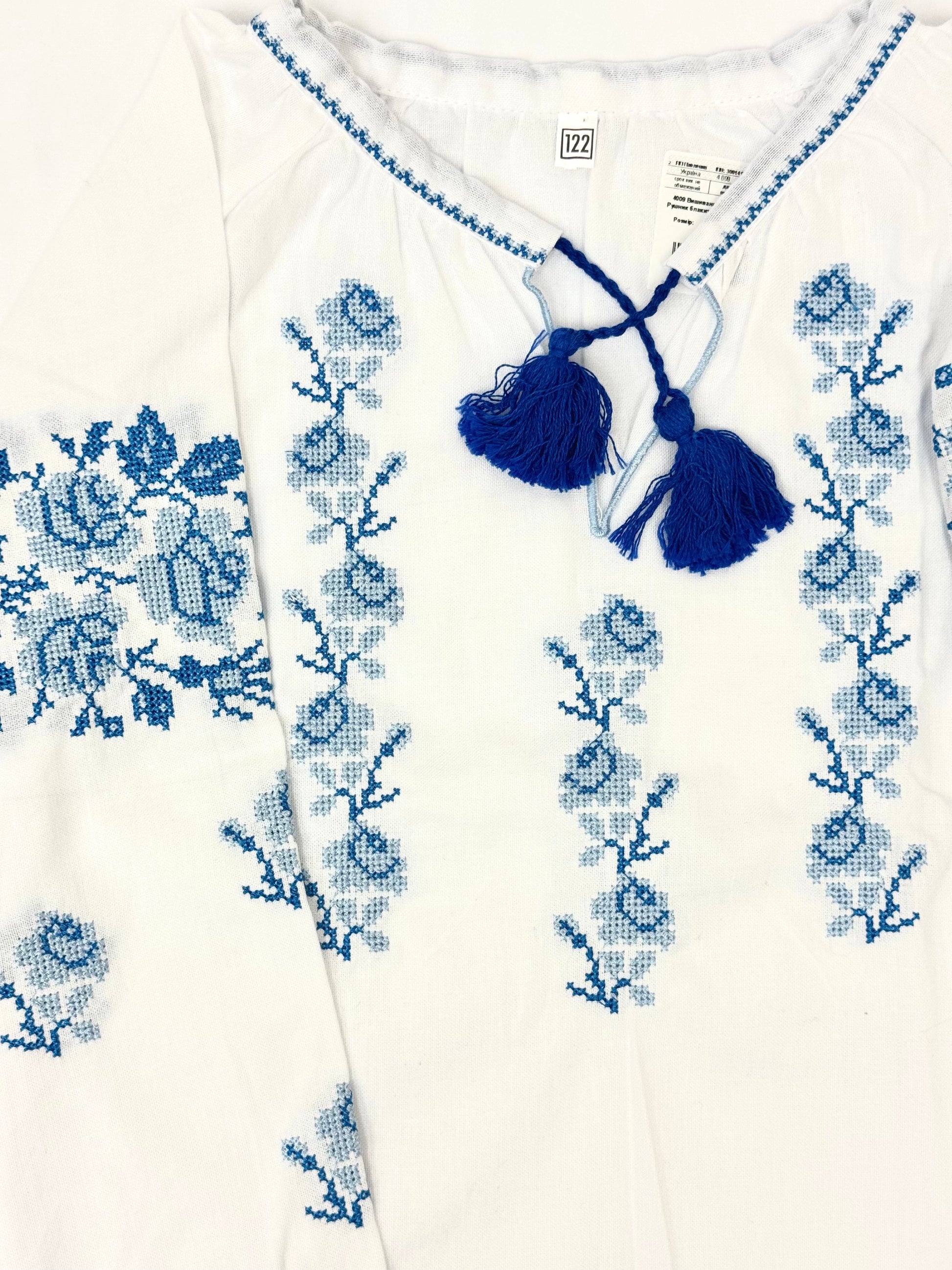 Girls White Cotton Vyshyvanka Long Sleeve In Ukrainian Traditions