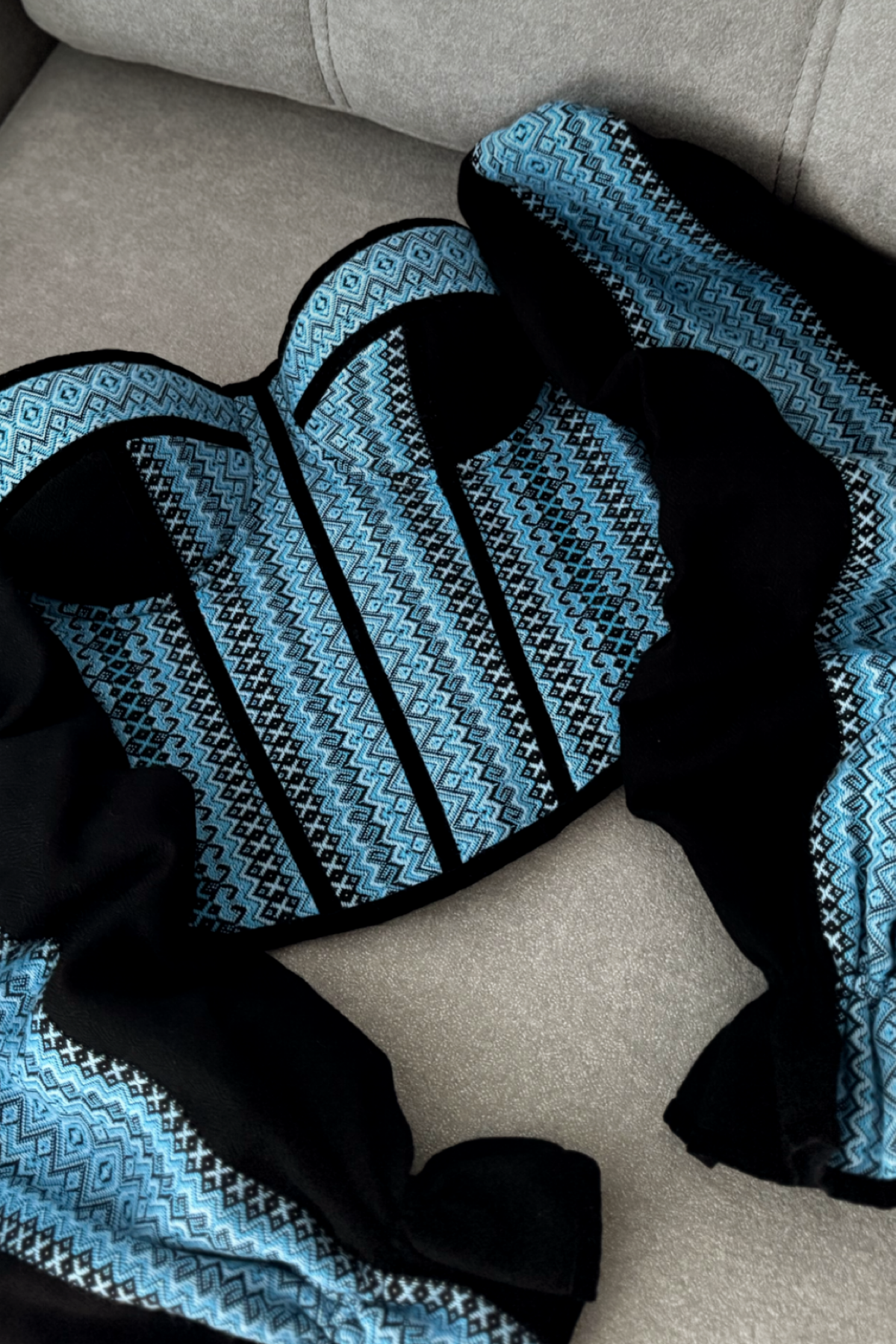 Black and Blue Corset – Ukrainian-Inspired Waist Corset with a Modern Edge