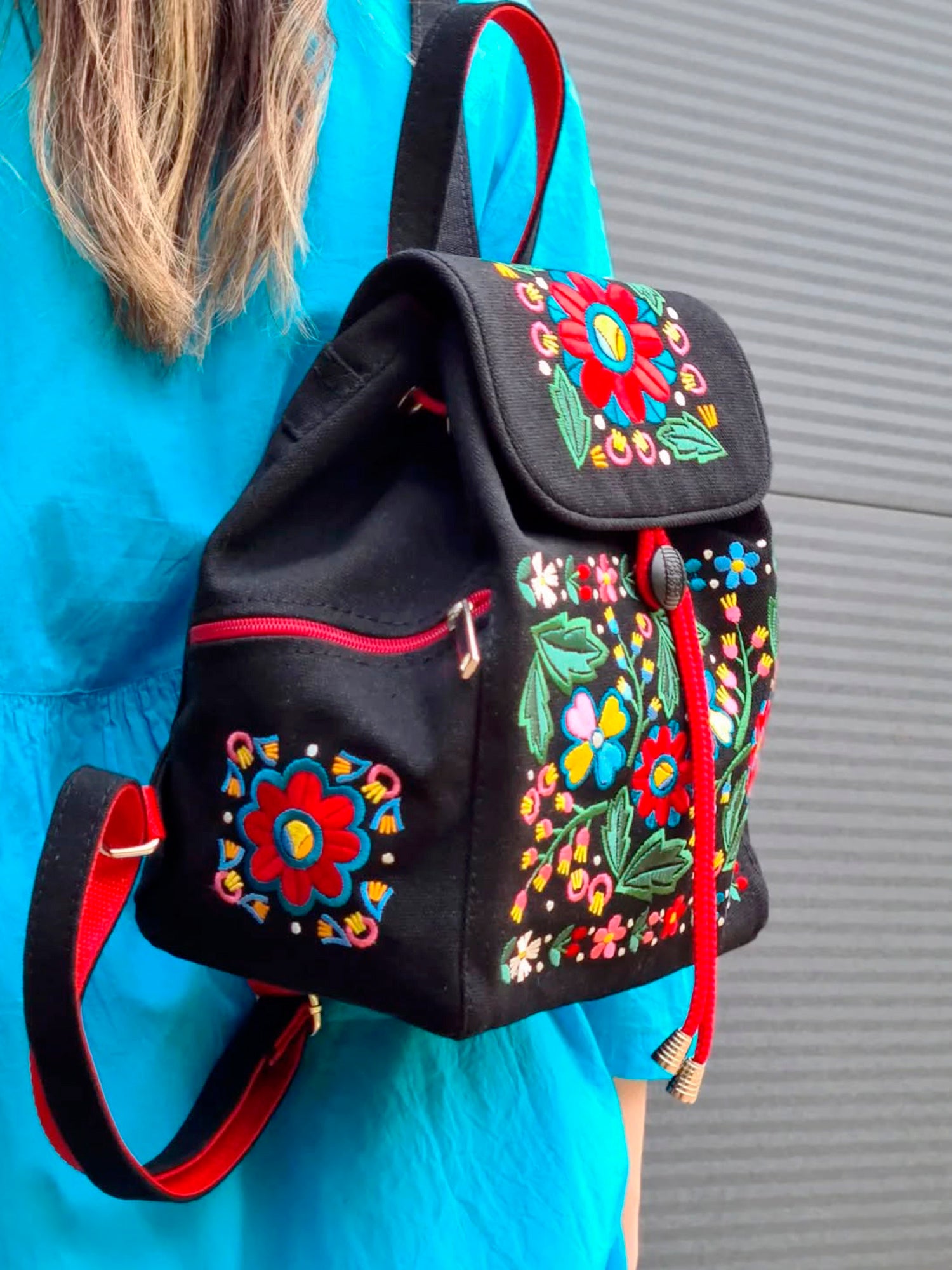Backpack with "Unconquered" embroidery, black