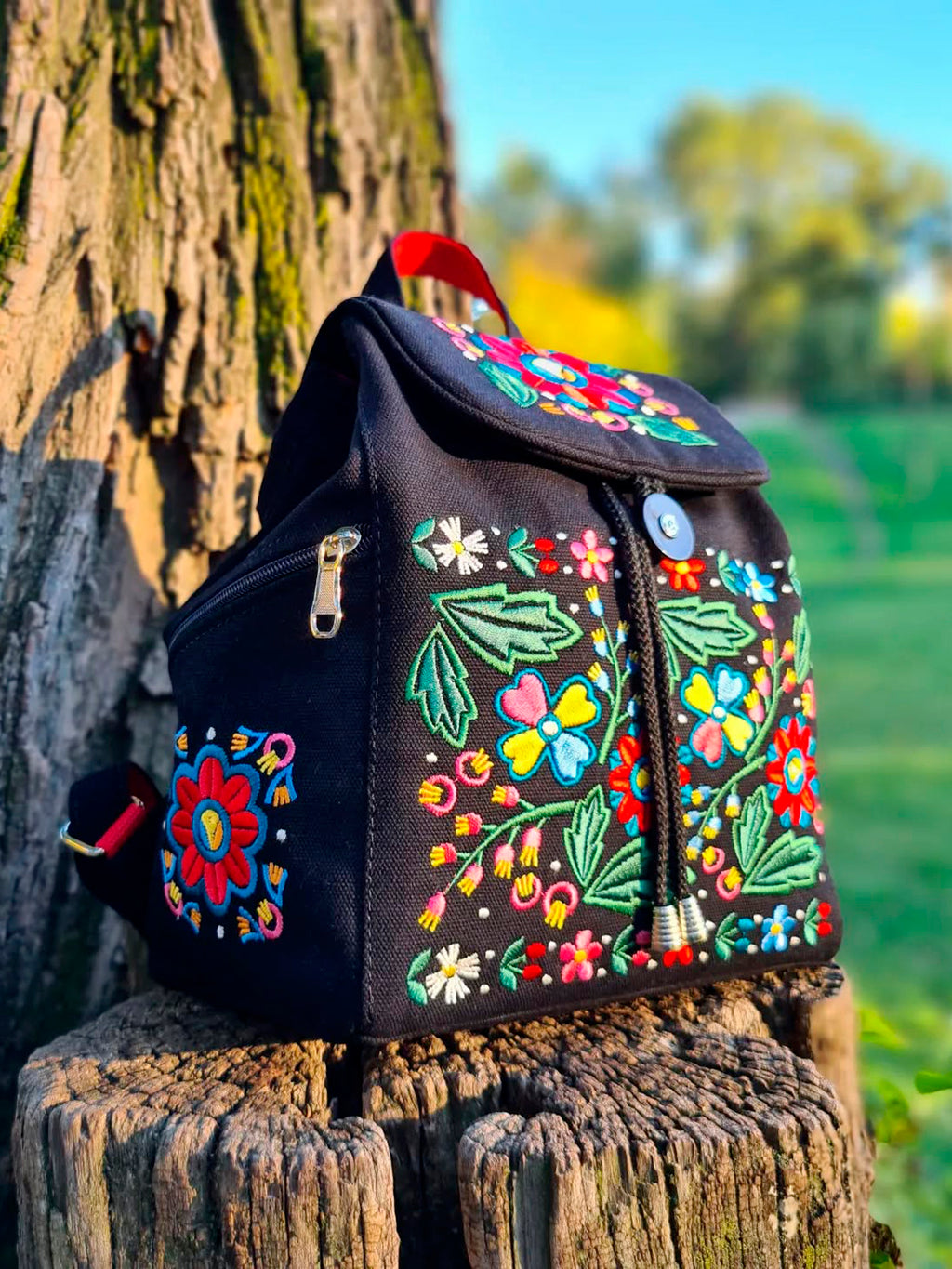 Backpack with "Unconquered" embroidery, black