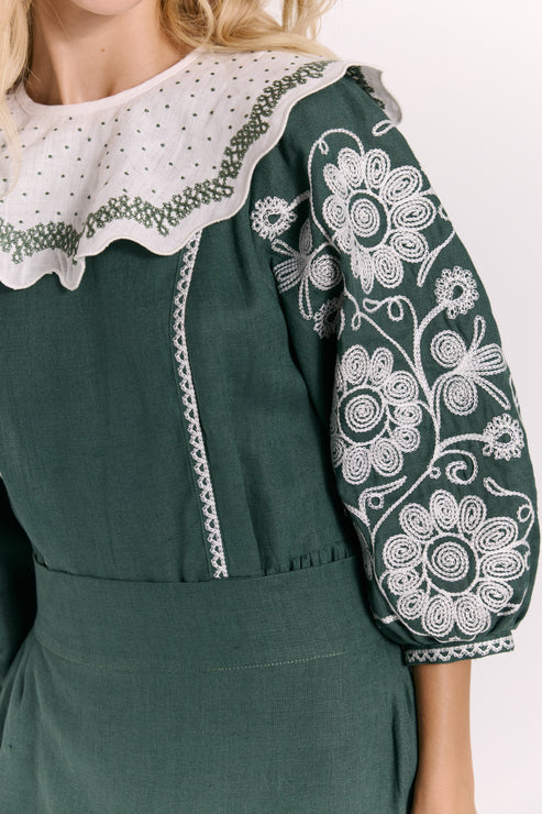 Ethnic dress "Christina" emerald