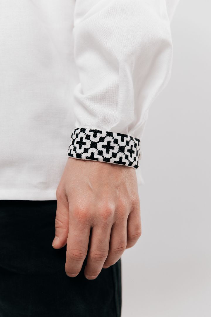Men’s Vyshyvanka with Black Cross-Stitch Embroidery