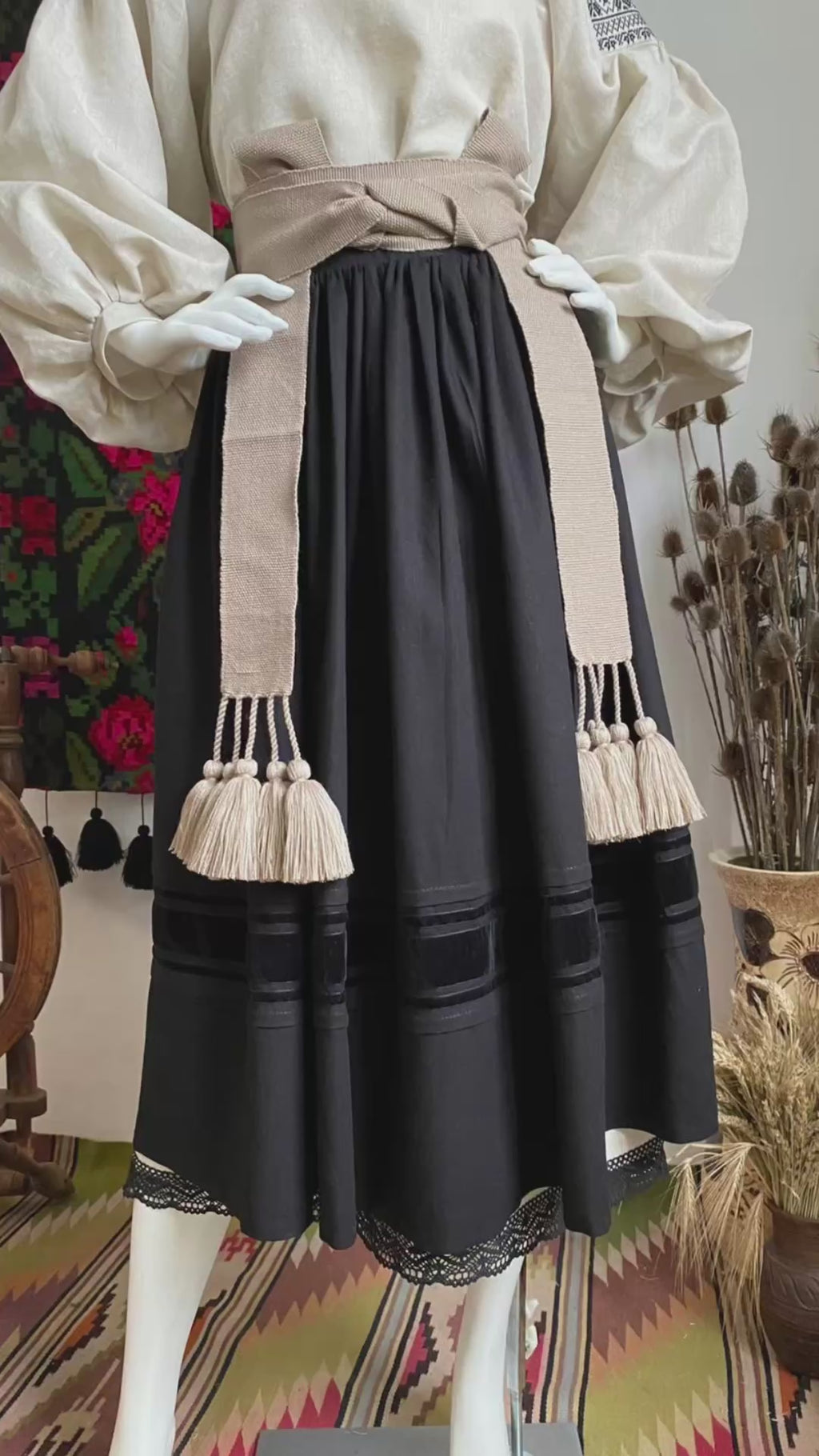 Traditional Women’s Ukrainian Kraika with Tassels Sand Colour