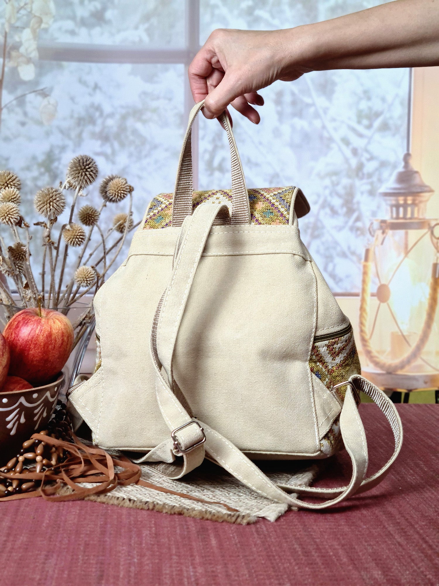 Women's Backpack with Tapestry Accents