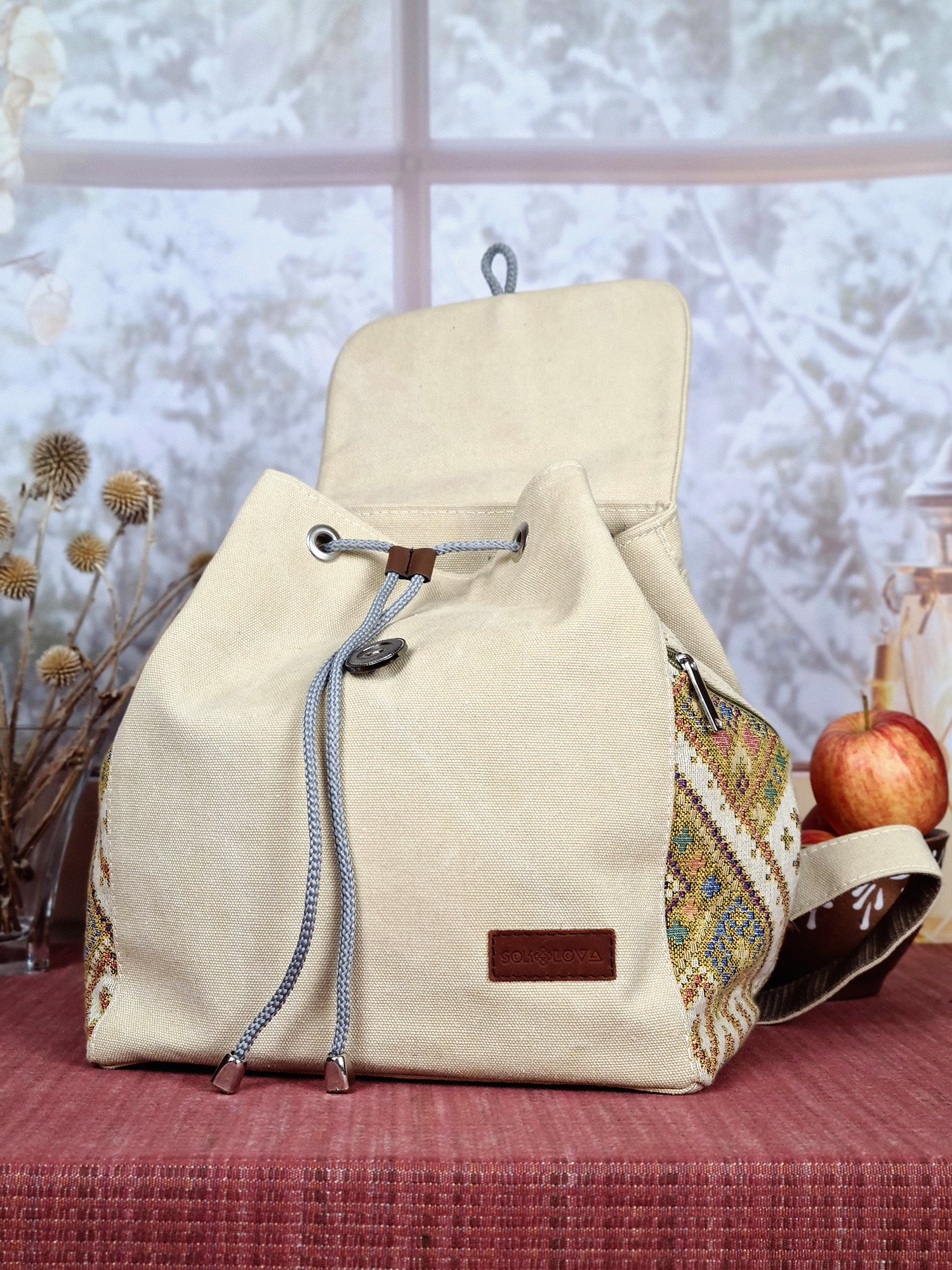 Women's Backpack with Tapestry Accents