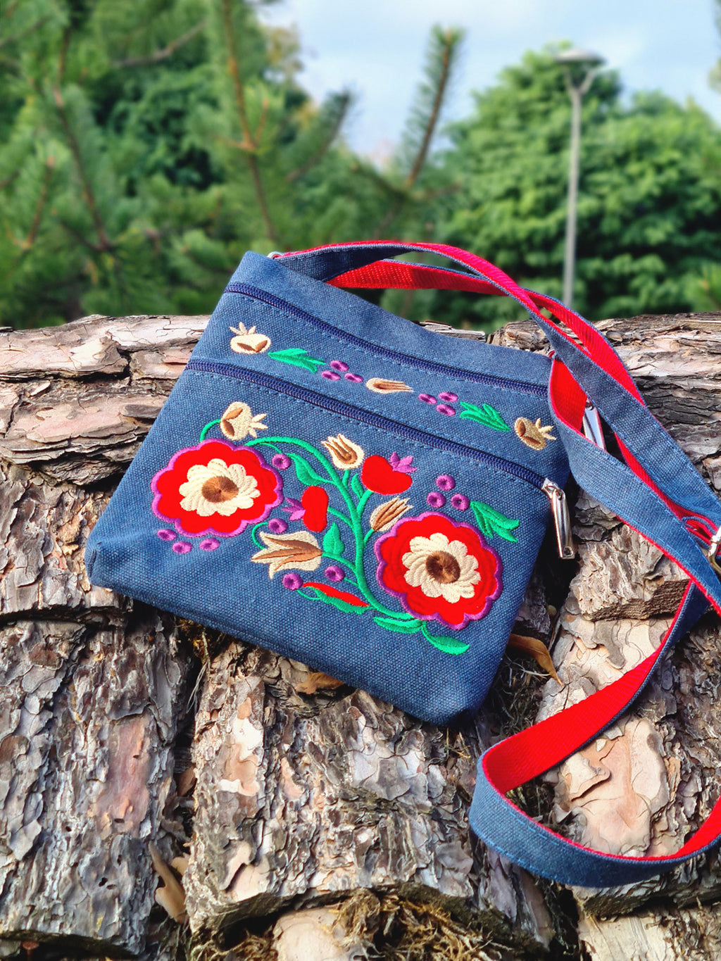 "Peonies" Embroidered Bag