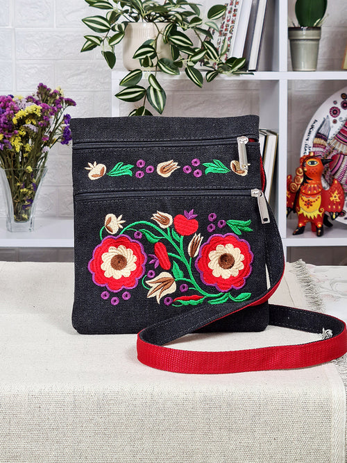 "Peonies" Embroidered Bag