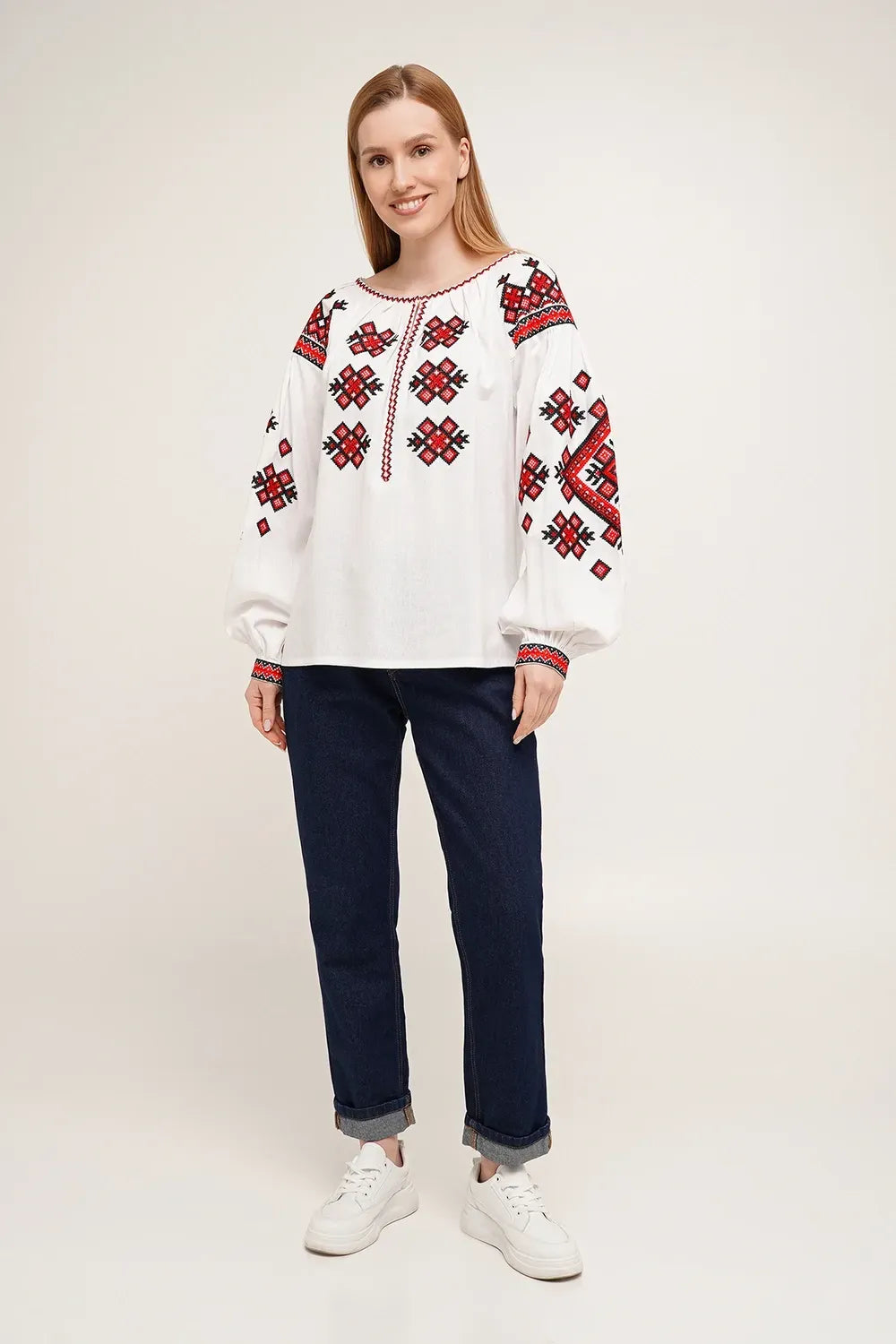 Women’s White Linen Vyshyvanka “Family Tradition”