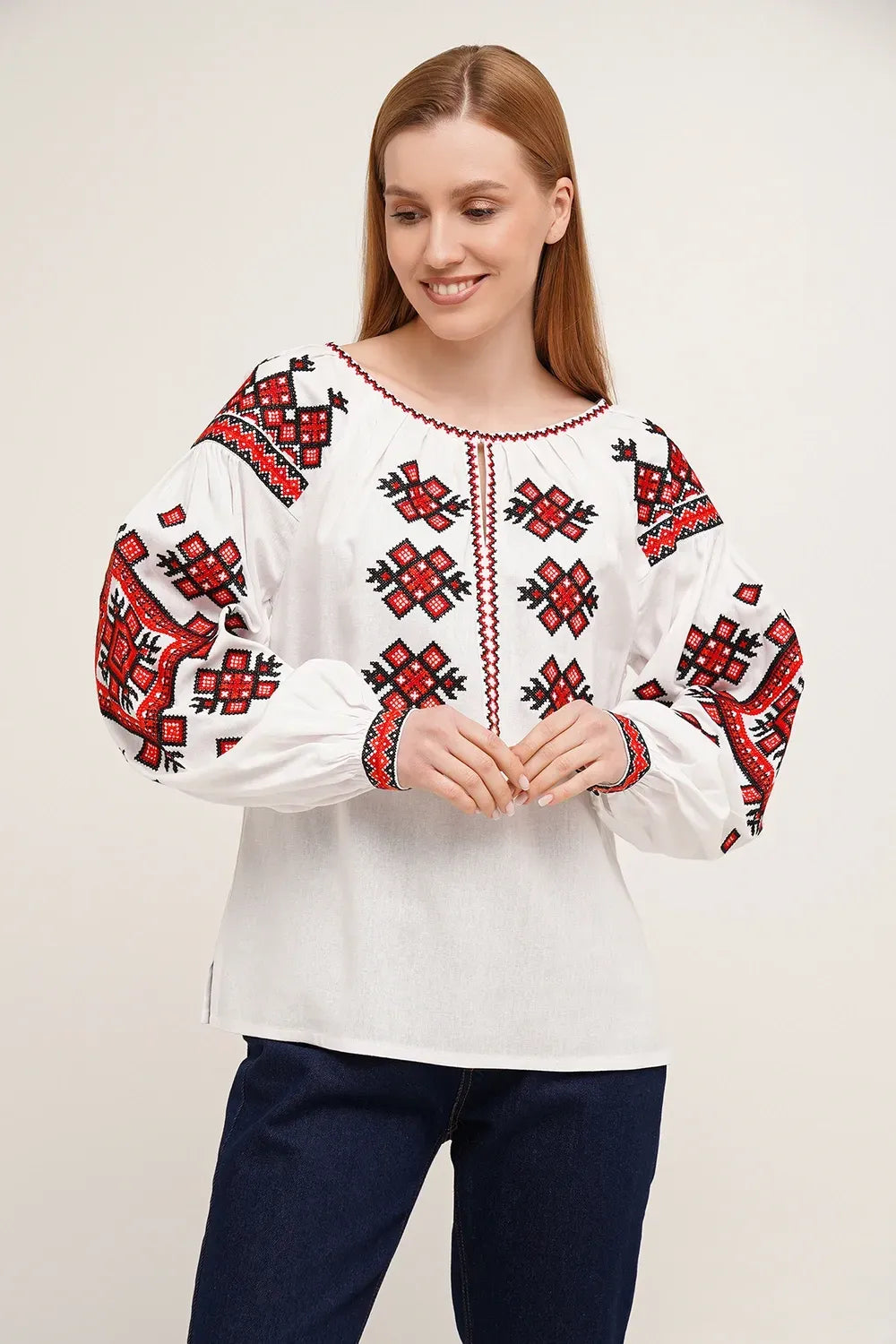 Women’s White Linen Vyshyvanka “Family Tradition”